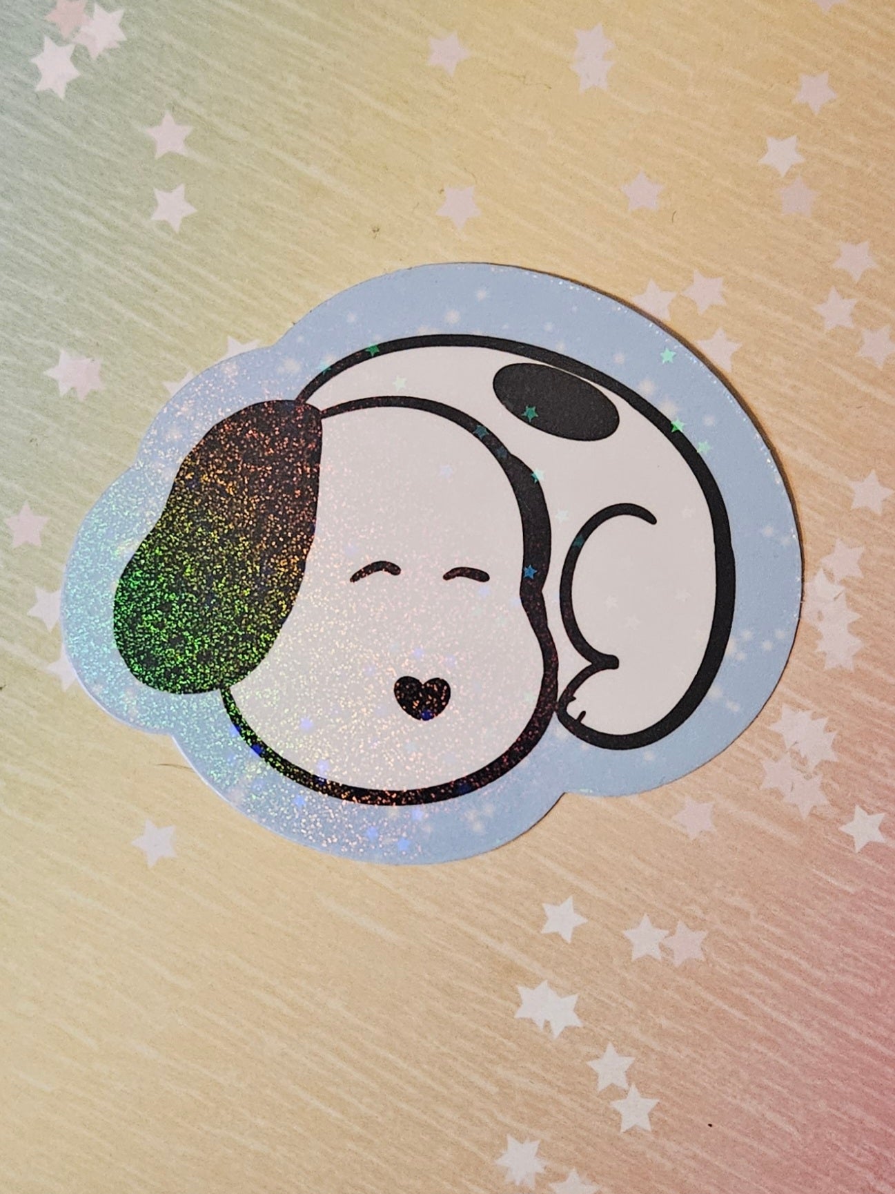 Adorable sleeping cartoon puppy sticker for water bottle
