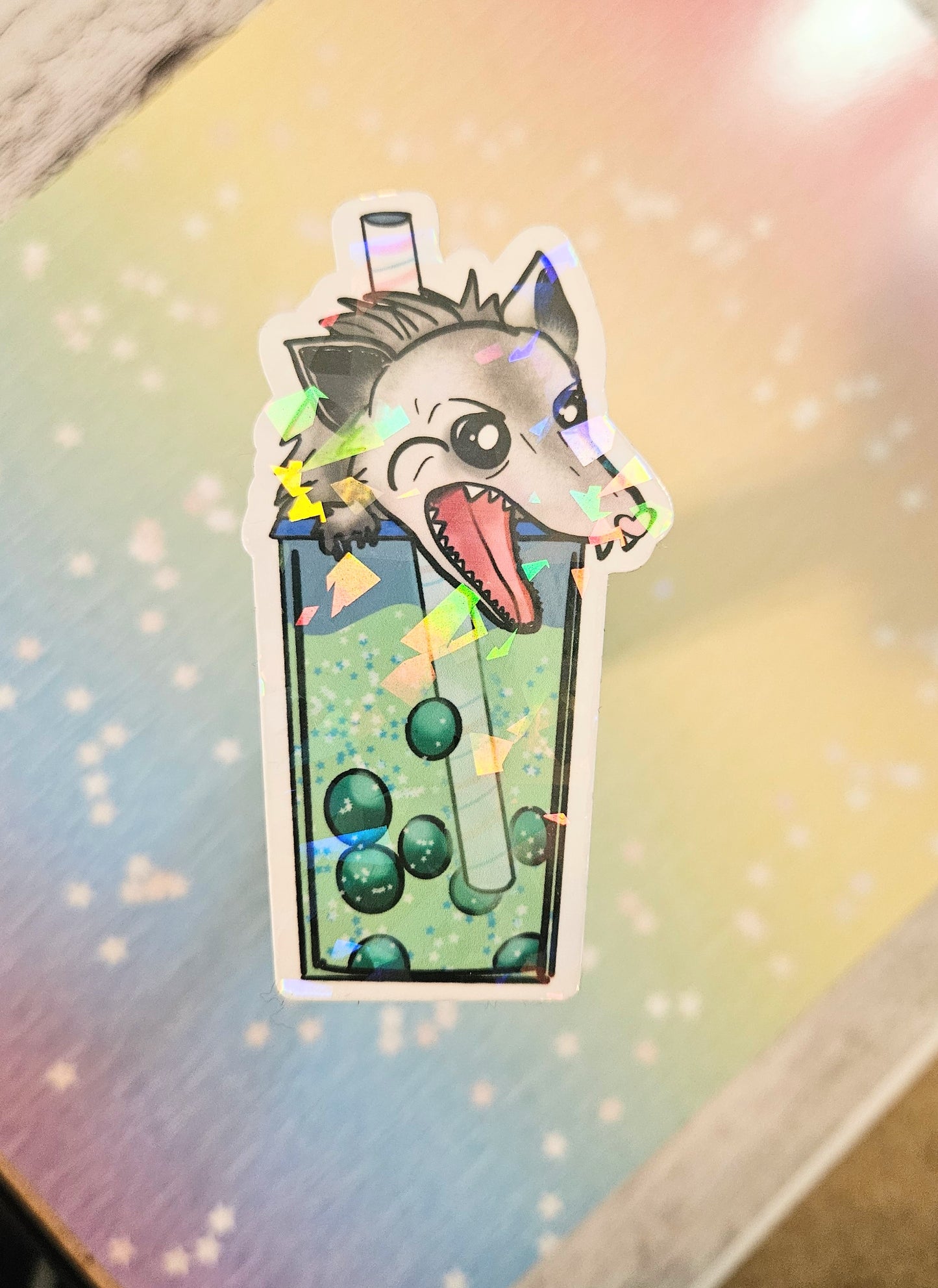 Possum Boba sticker for water bottle