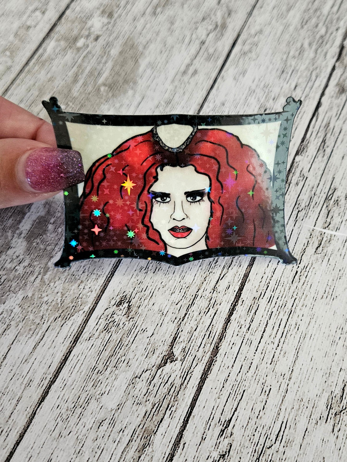 Magenta rocky horror sticker for water bottle