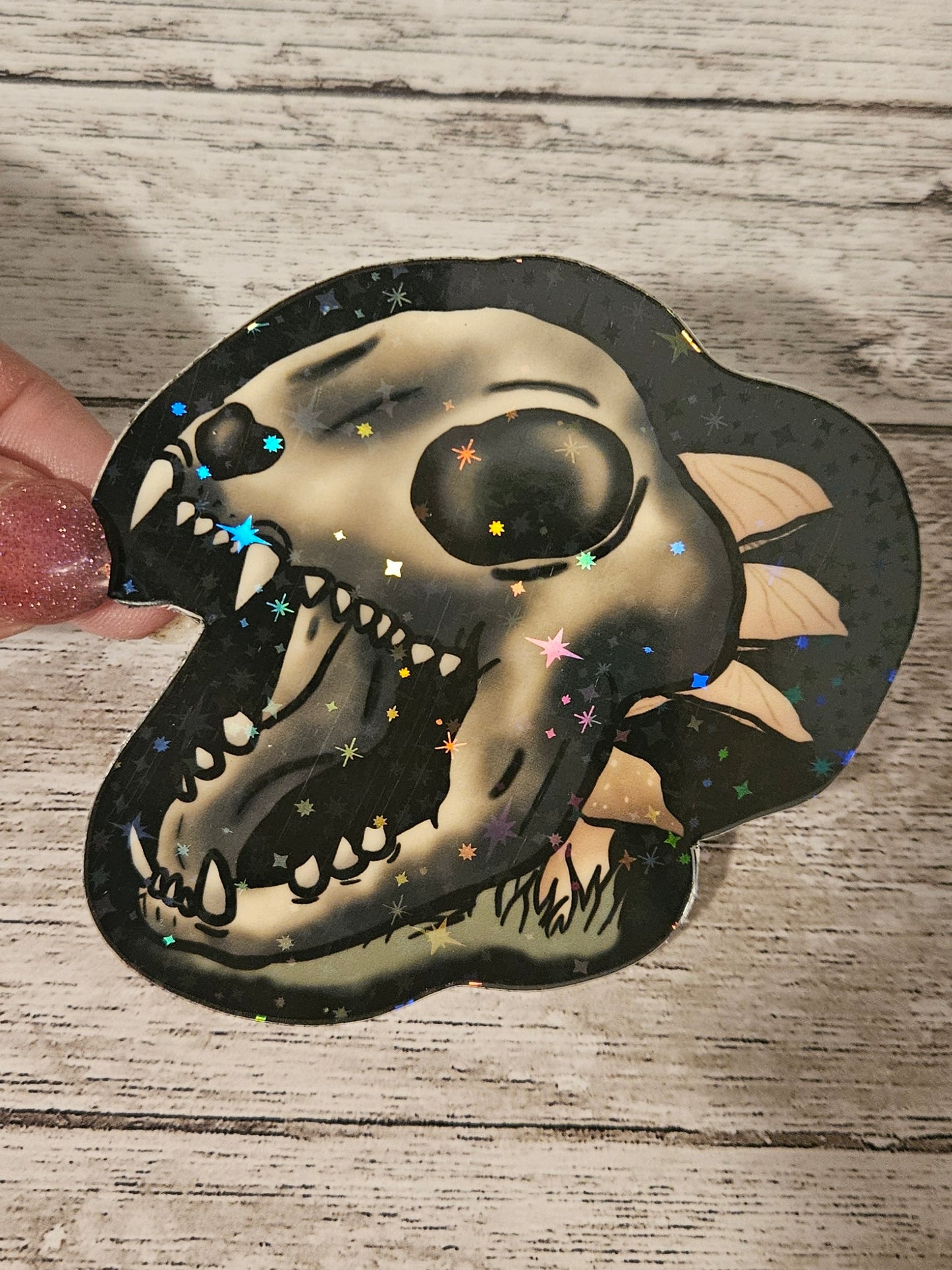Glow in the dark cat skull sticker