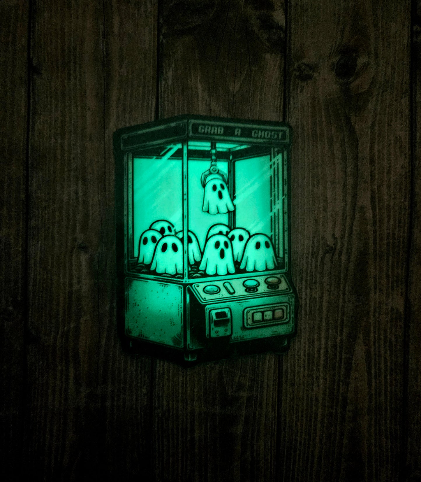 Glow in the dark ghost claw machine sticker for water bottle or laptop
