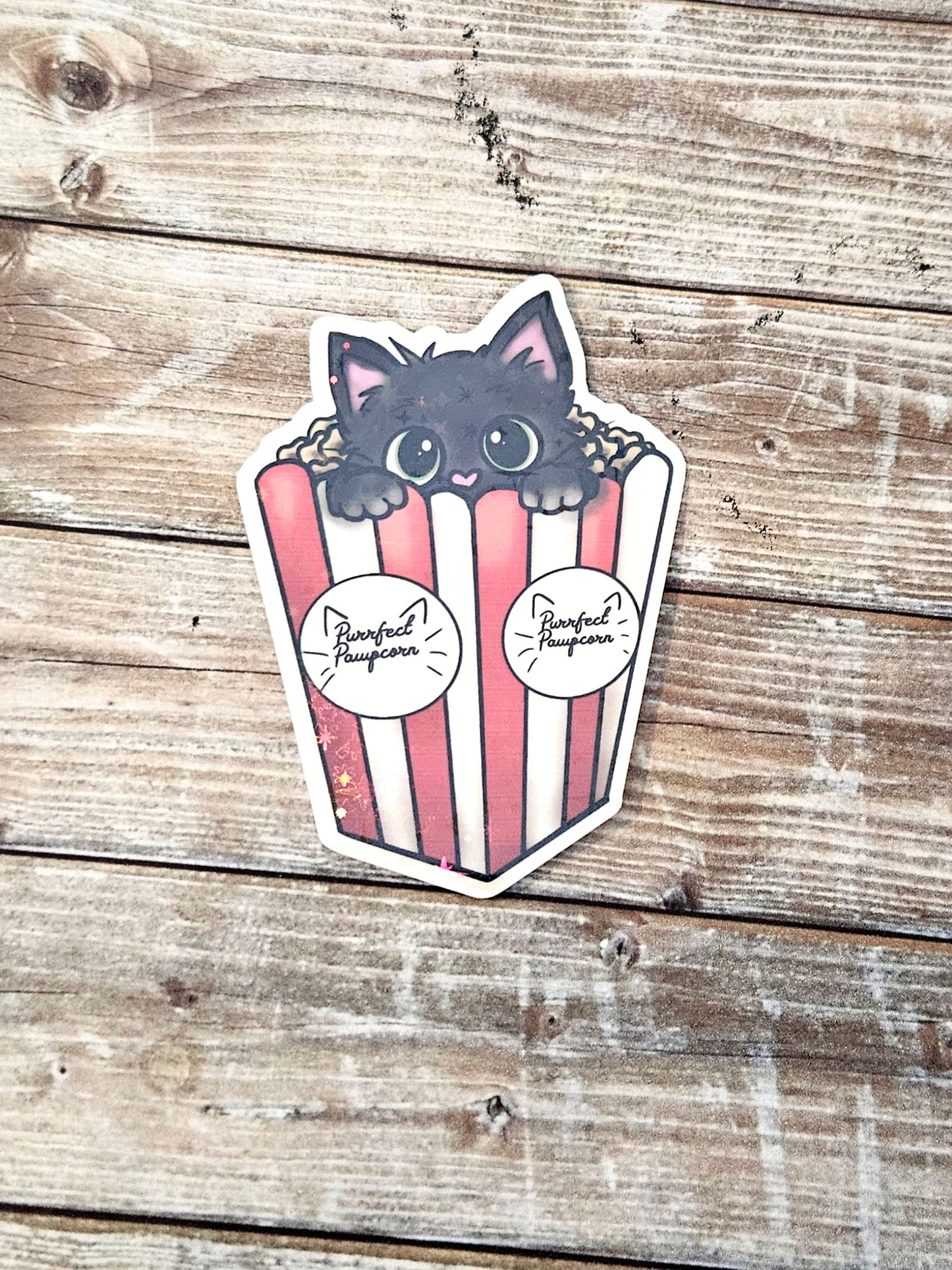 Cute popcorn kitty sticker for water bottle