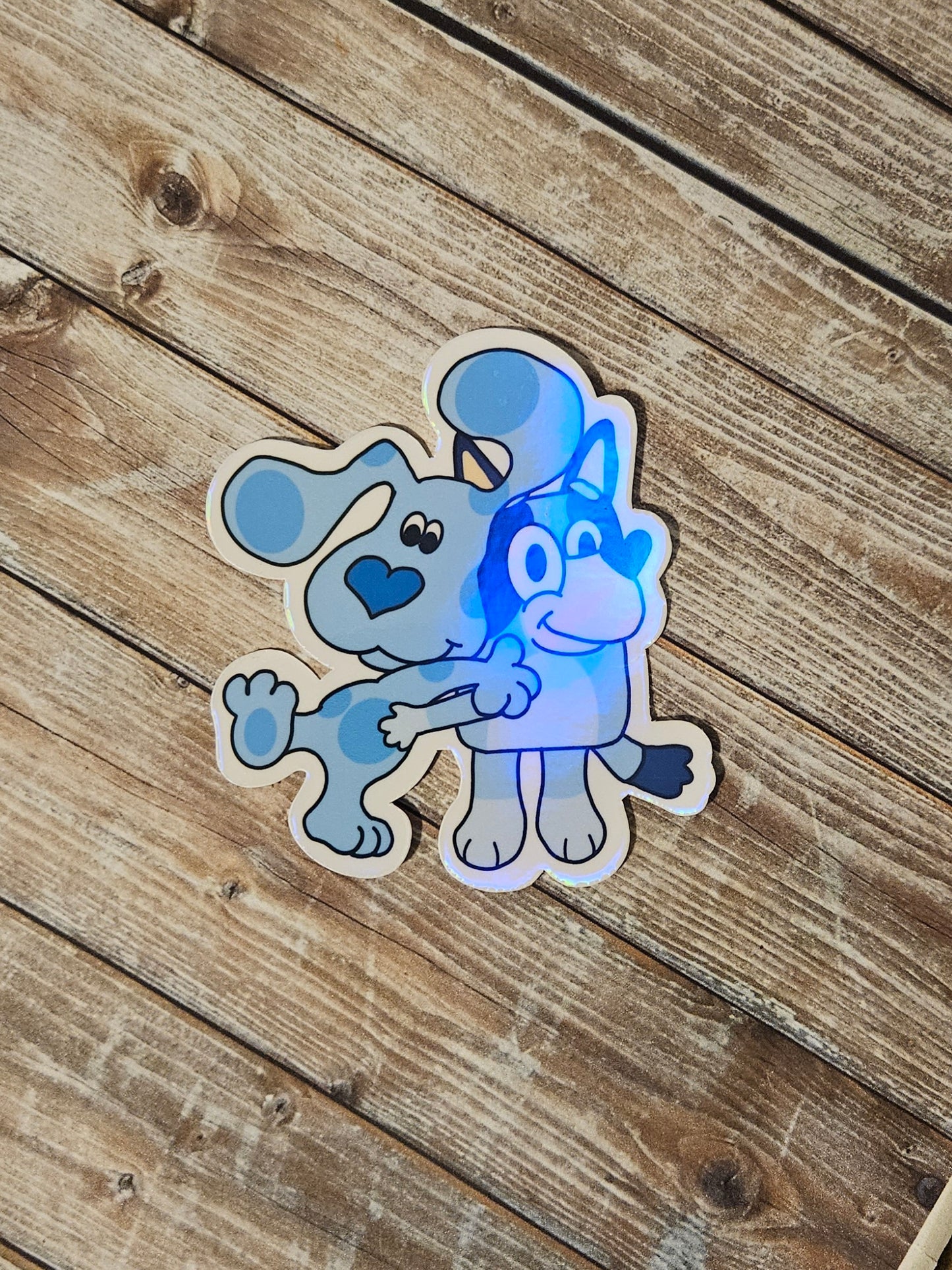 Blue dogs love old school and new school sticker
