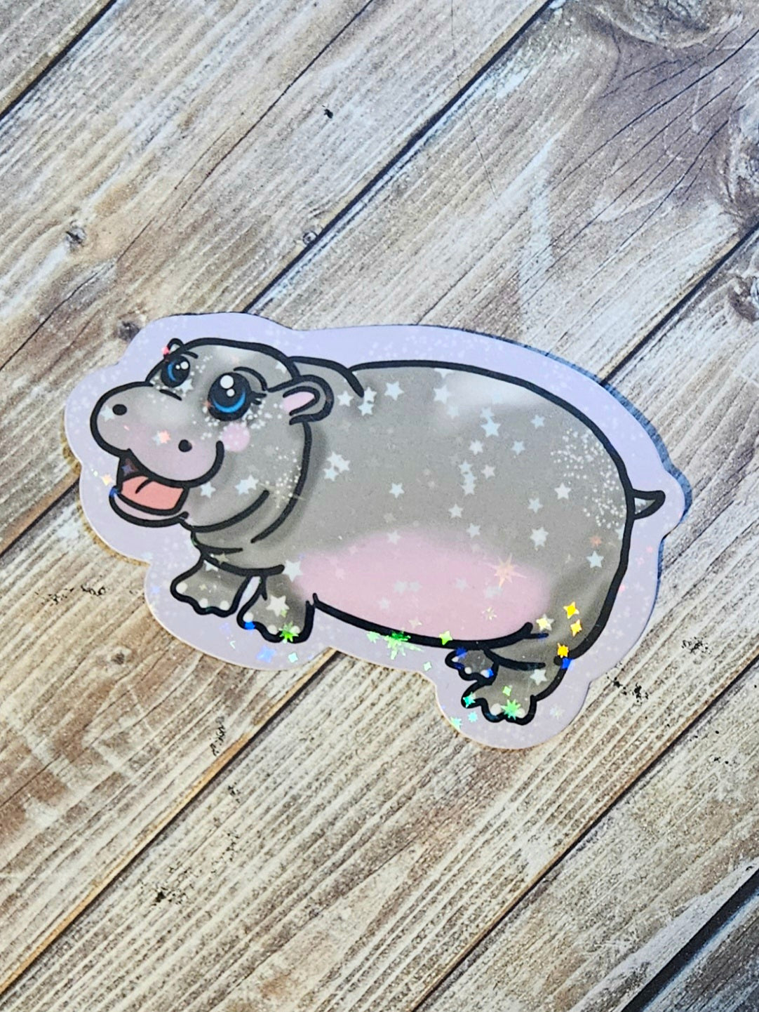 Cute chonky hippo sticker