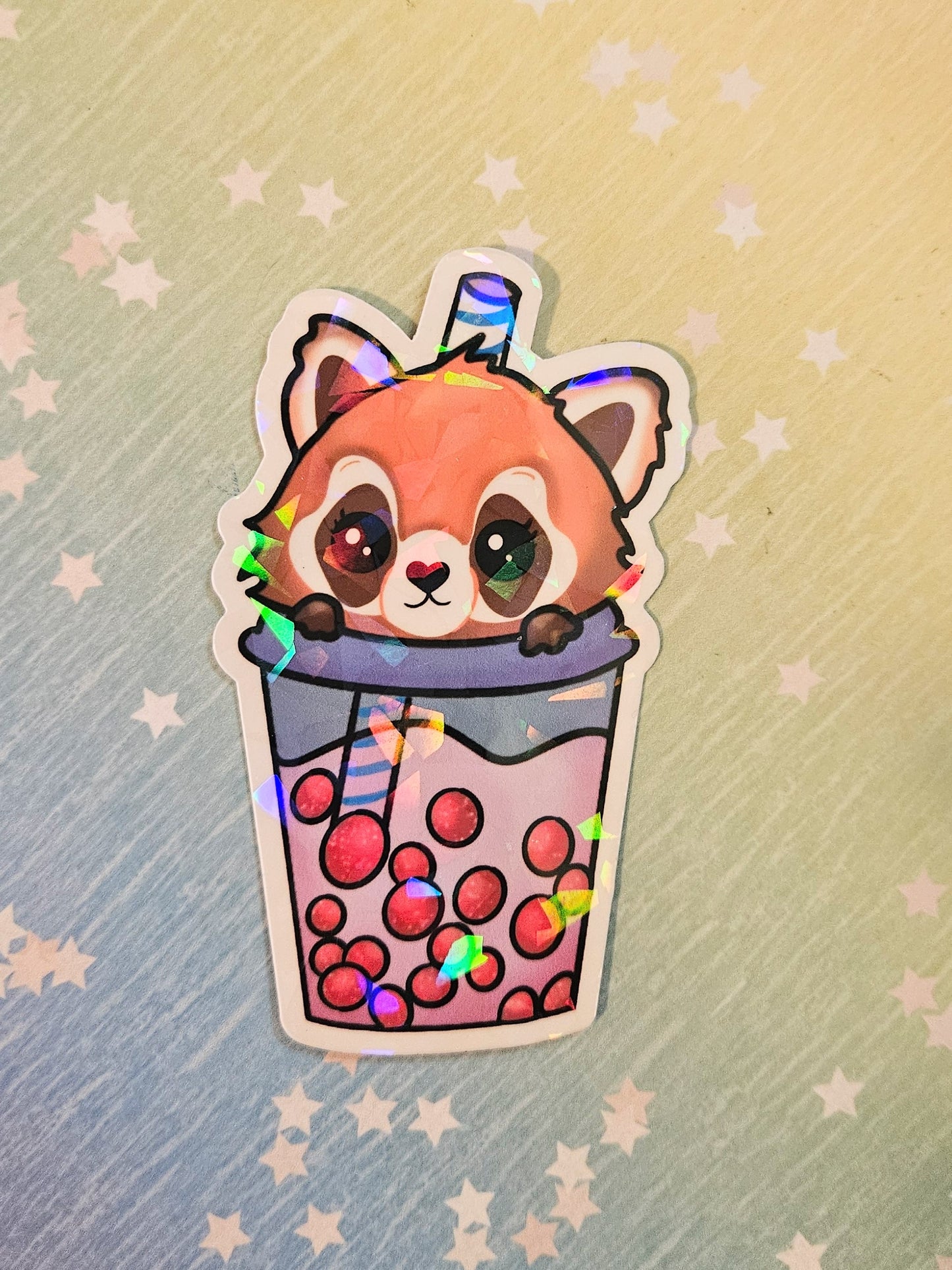 Adorable red panda boba sticker