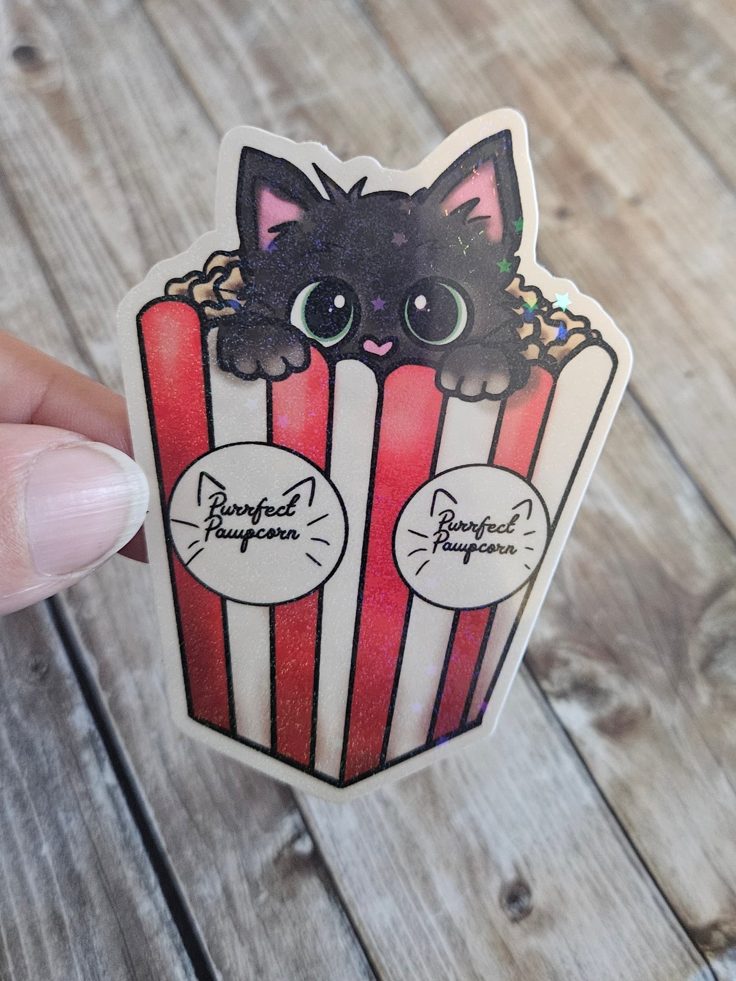 Cute popcorn kitty sticker for water bottle