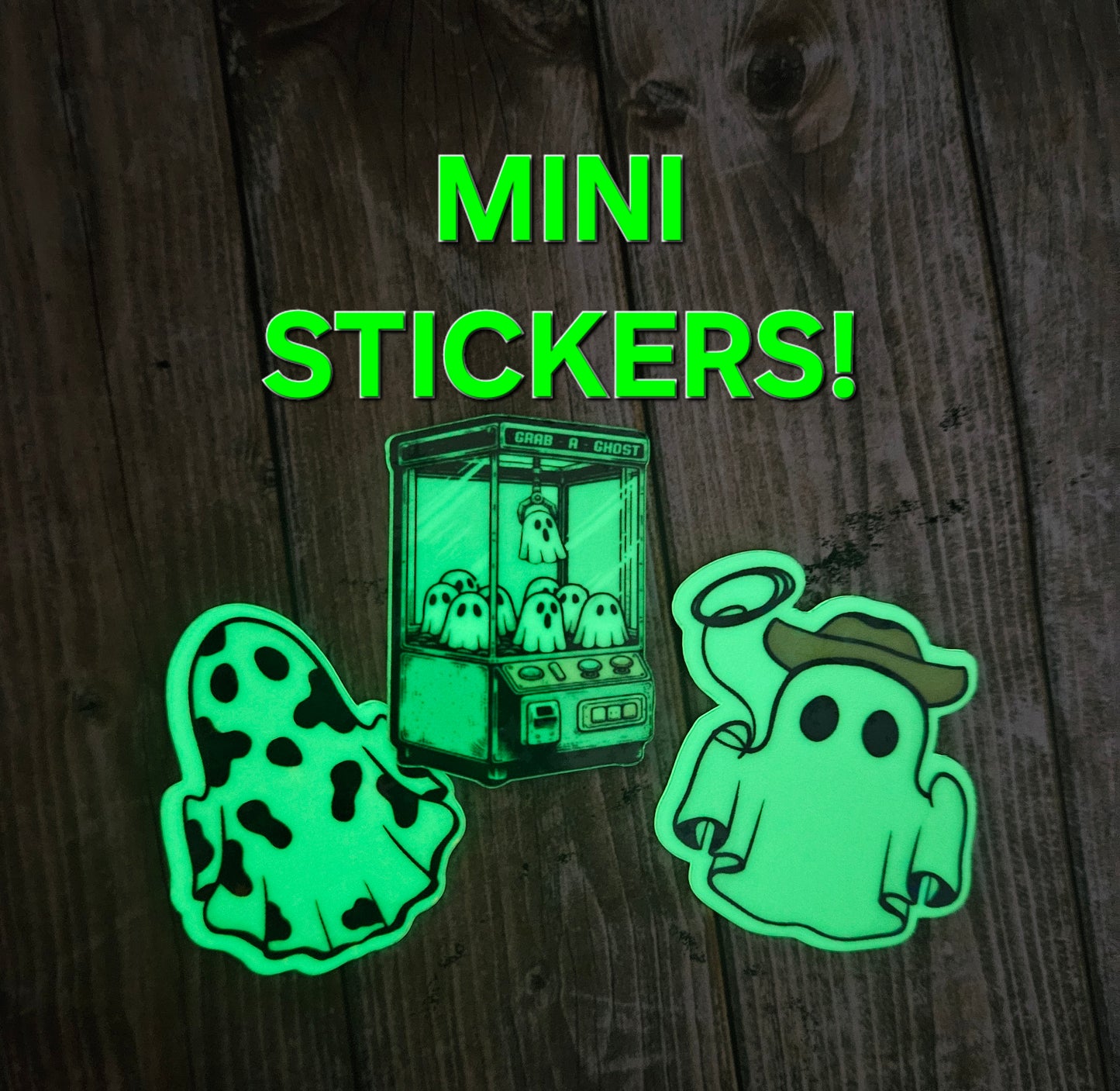 Mini glow in the dark sticker 3 pack, mini ghost stickers