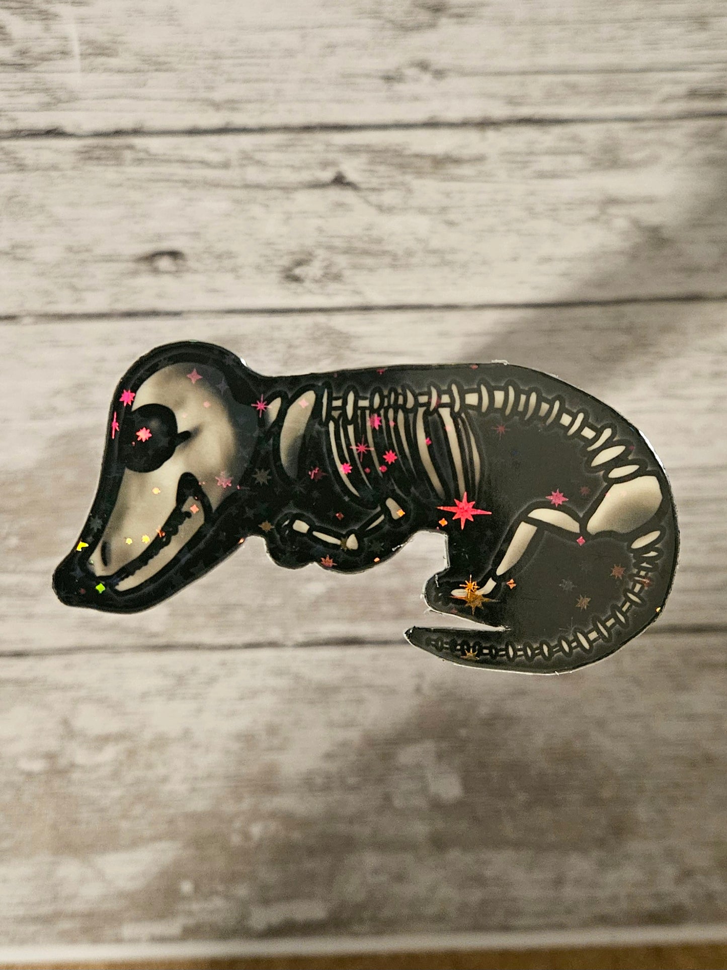 Glow in the dark dachsund skeleton sticker