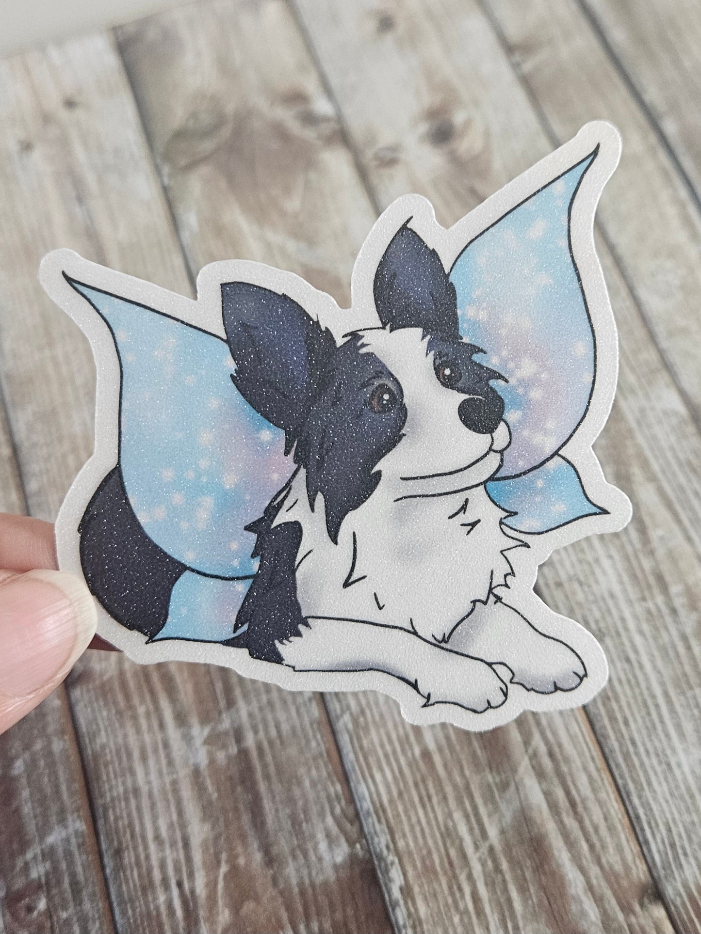 Border collie with wings sticker for water bottle