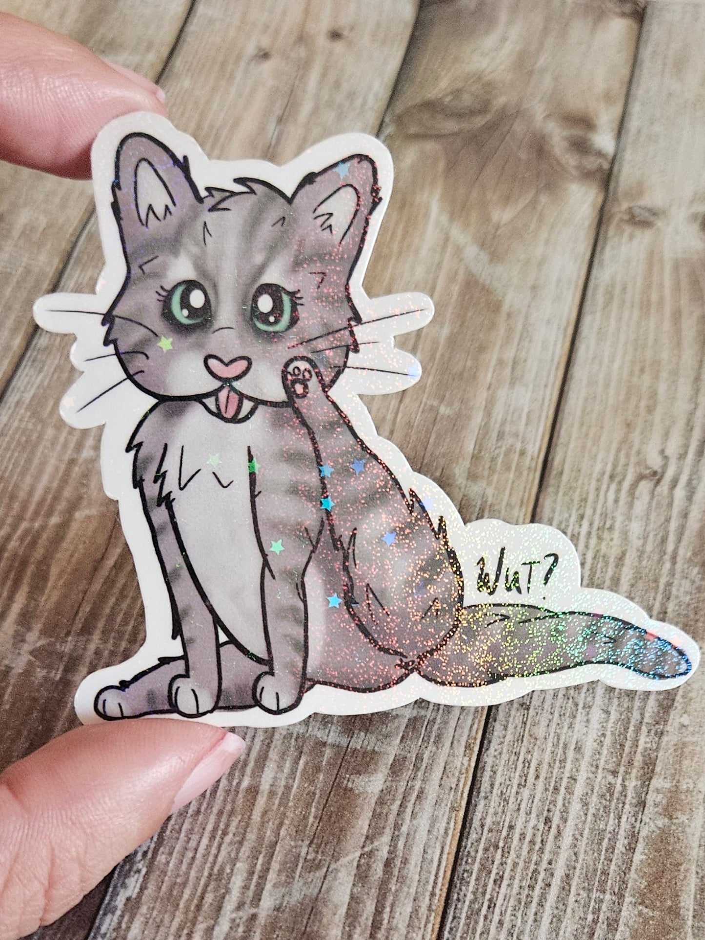Silly Gray tabby caught licking it's butt sticker for water bottle