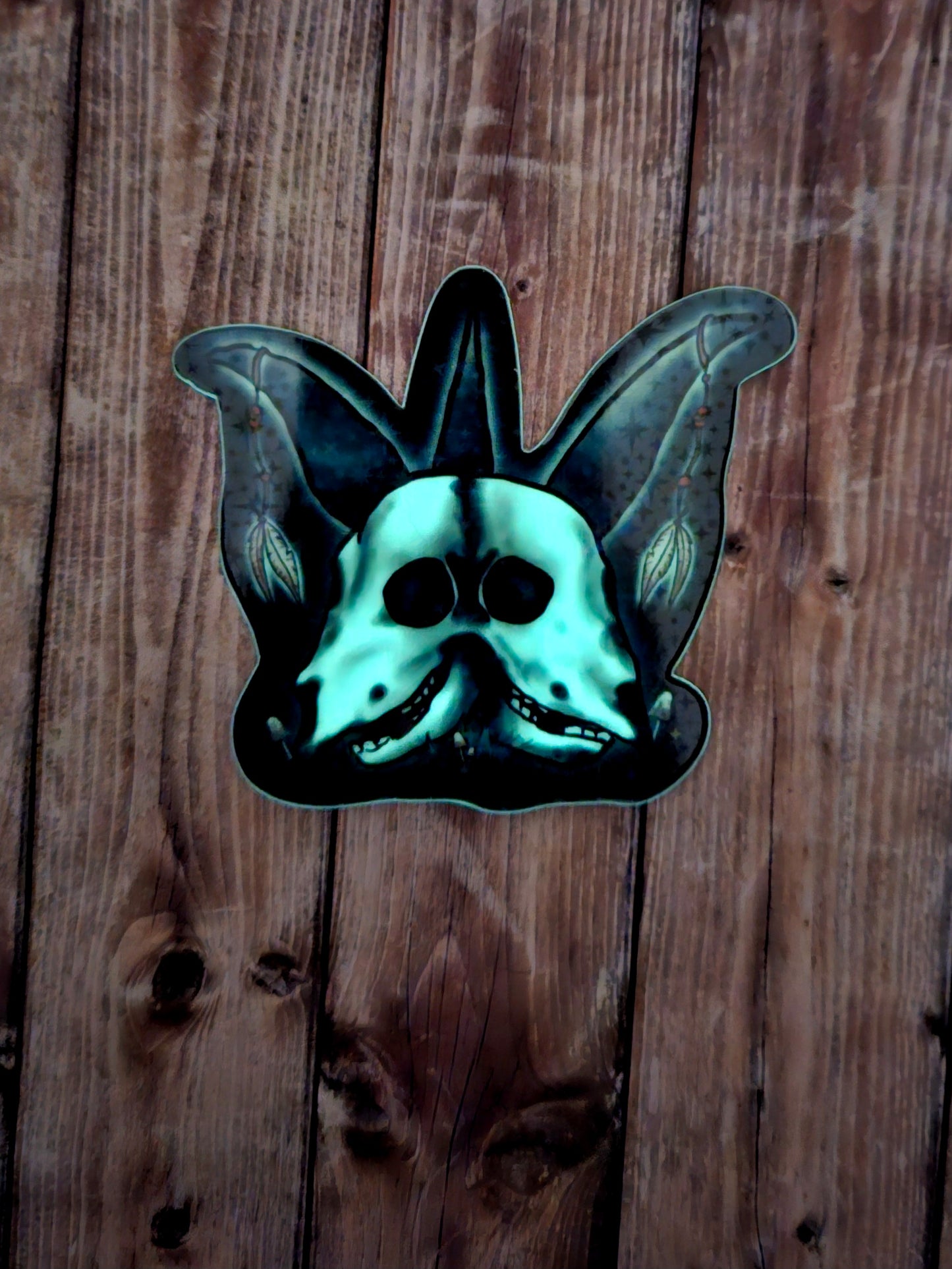 Glow in the dark 2 headed goat sticker