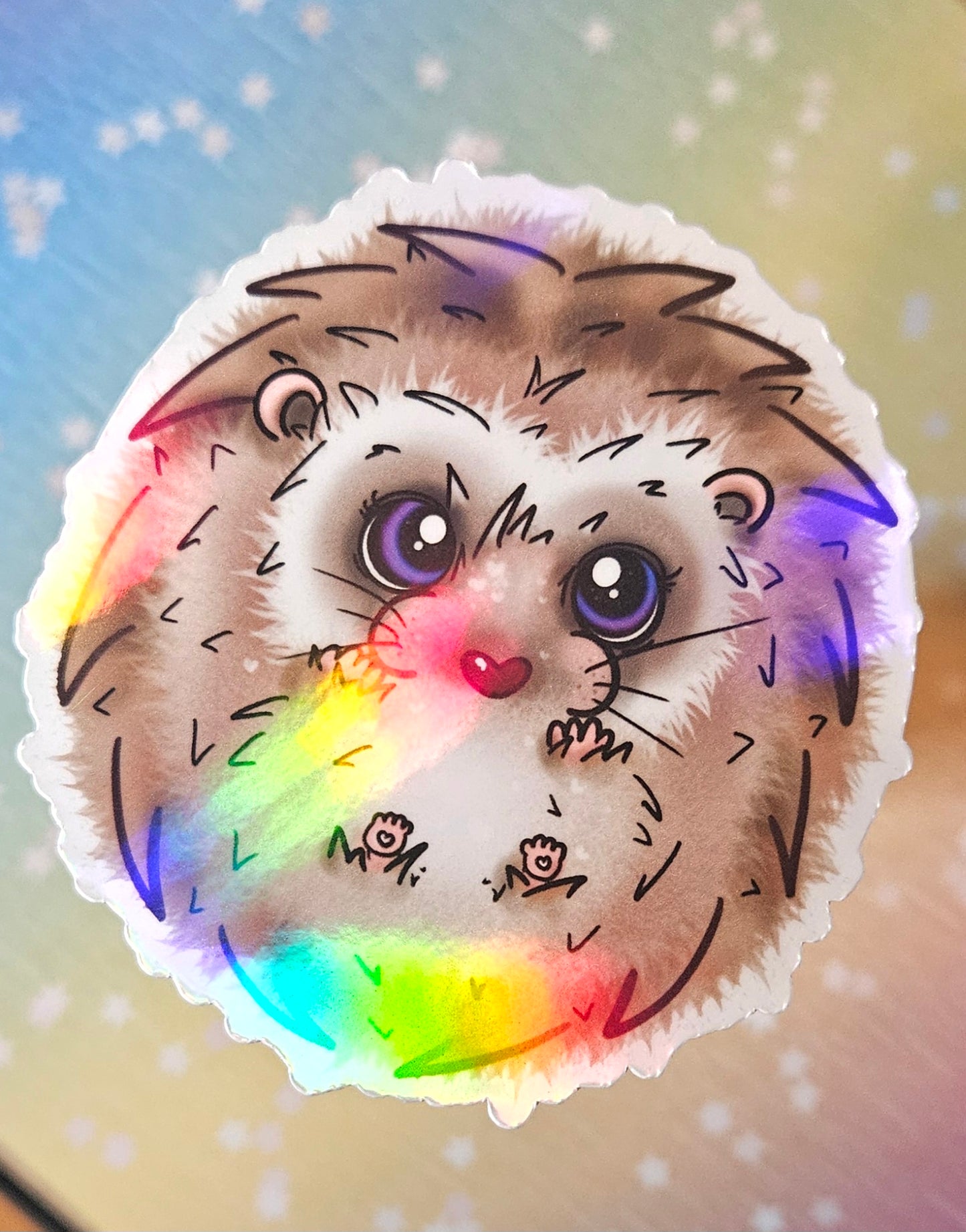 Adorable round boi hedgehog sticker for water bottle