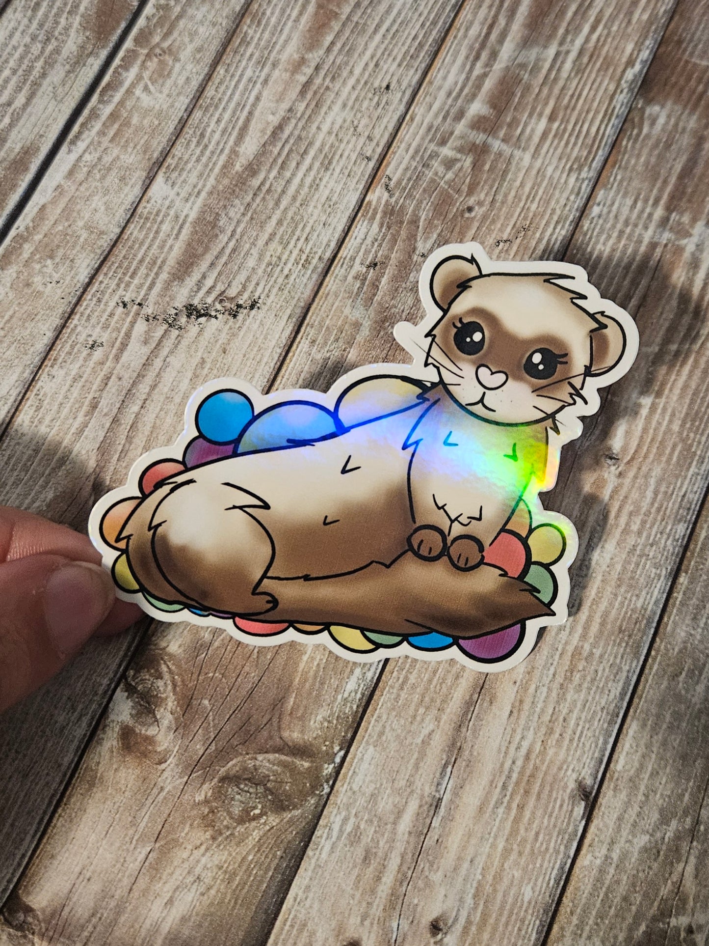 Adorable ferret in a ball pit sticker for water bottle