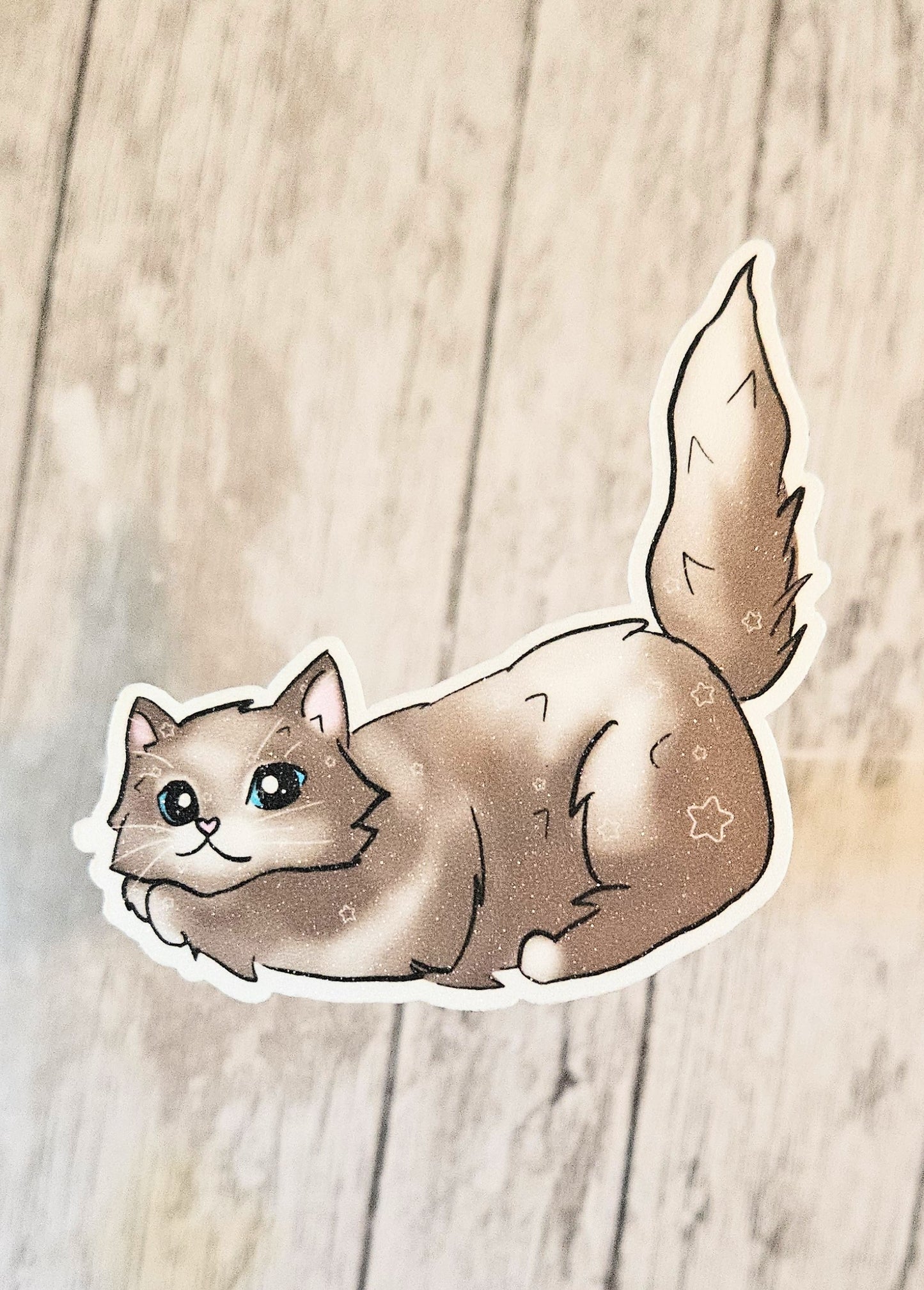 Brown stretch cat sticker
