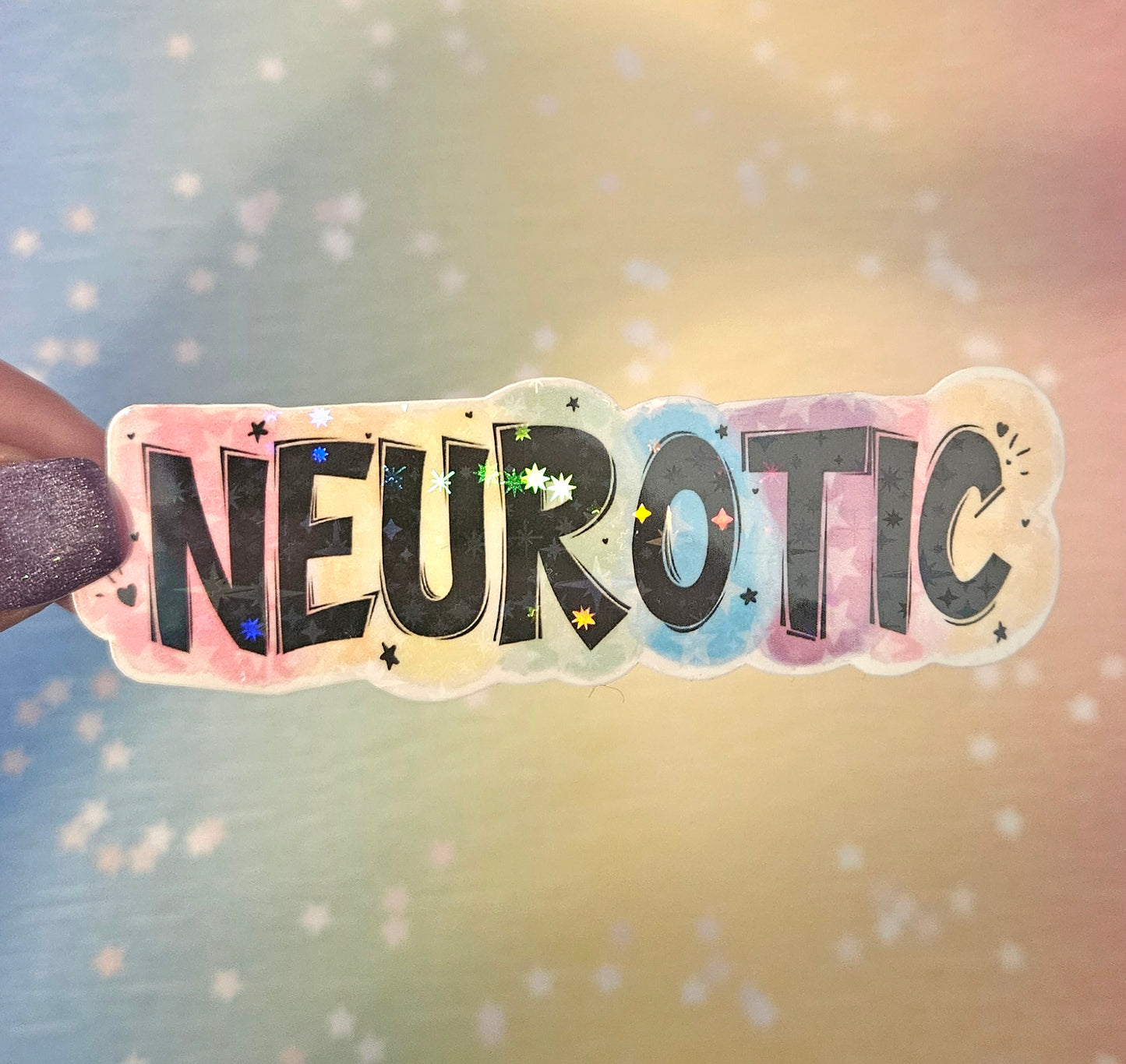 Neurotic rainbow sticker for water bottle