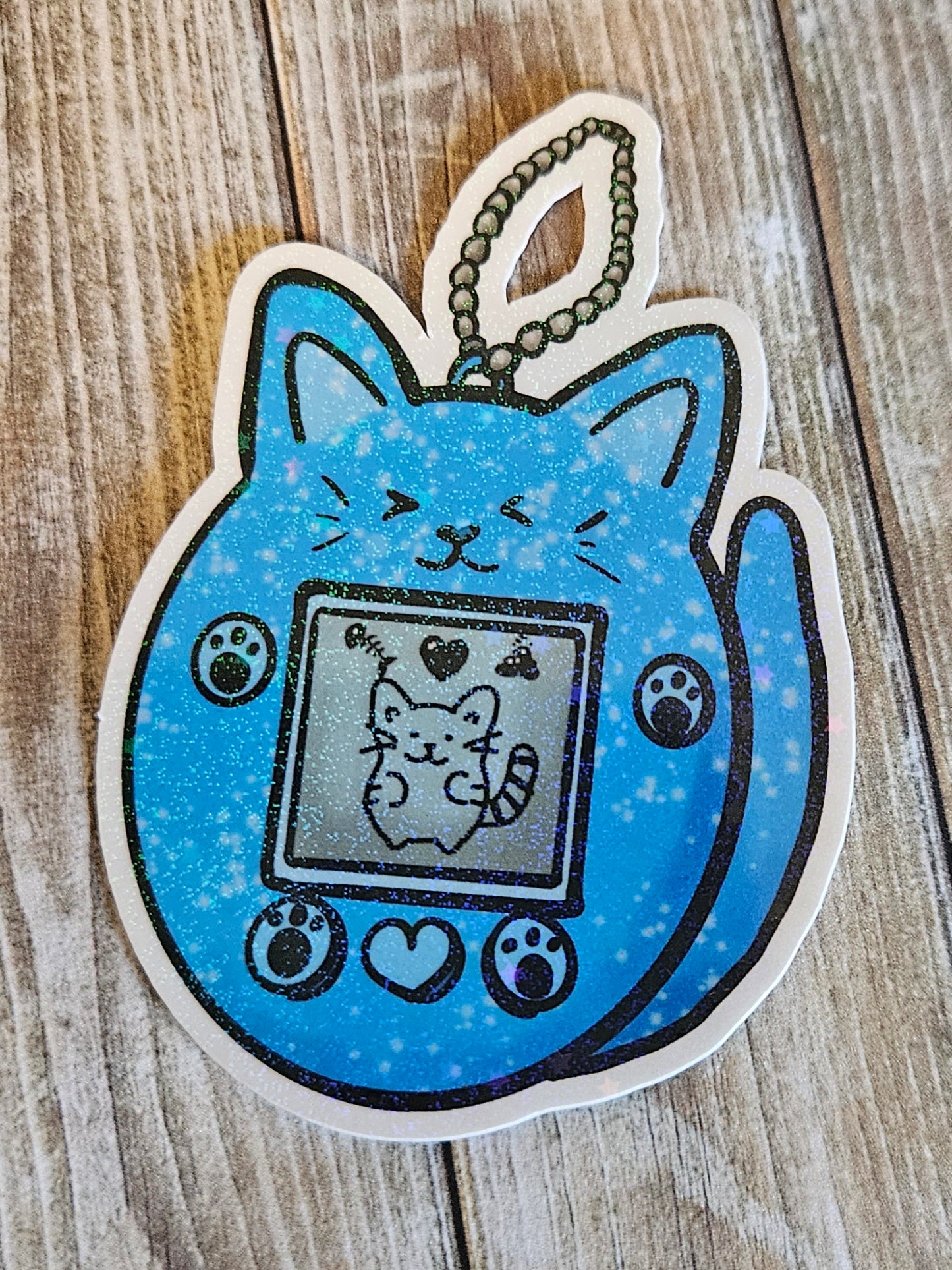 Cute kitty digital pet giga cat sticker for water bottle