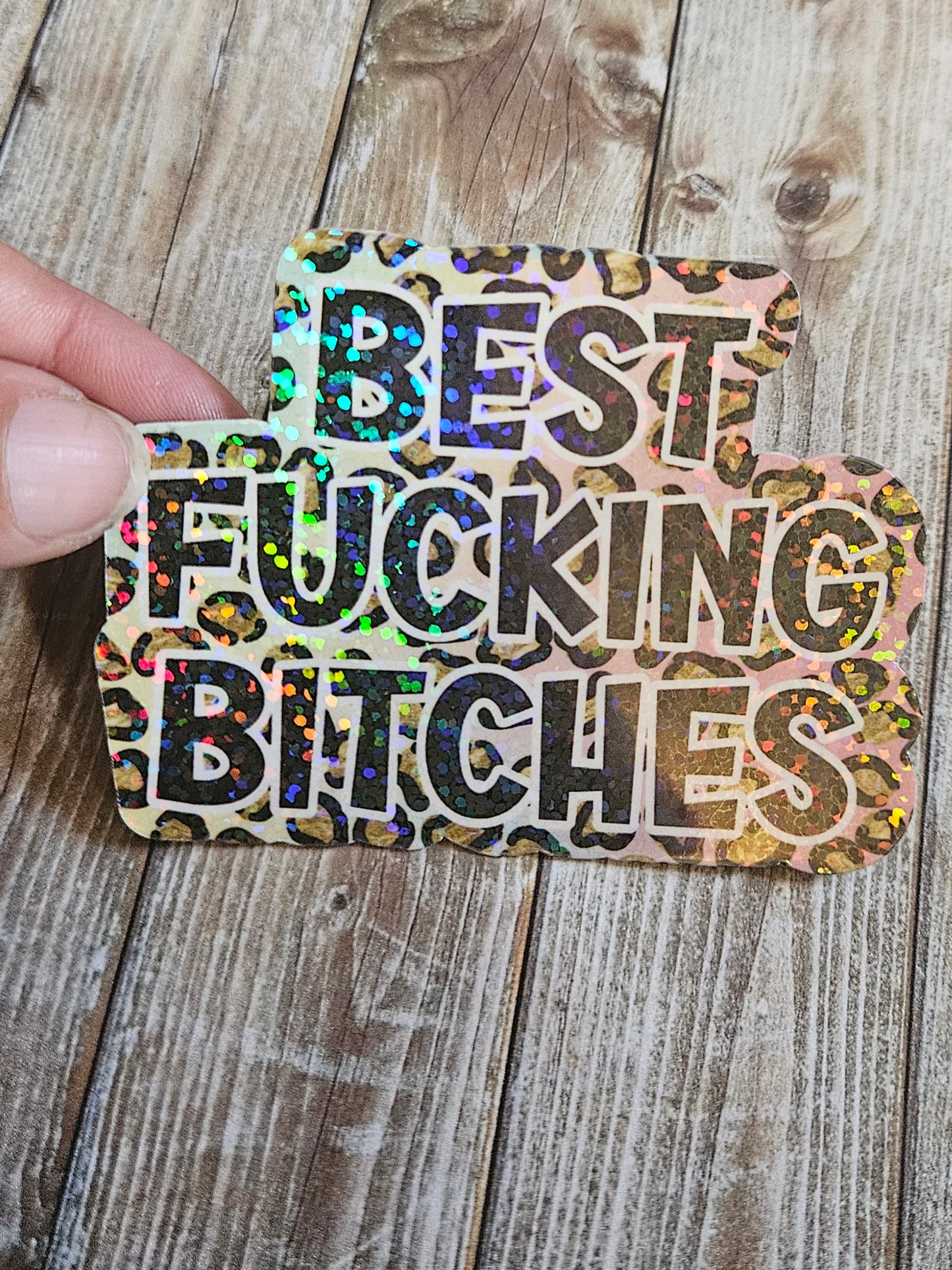 Best Fucking bitches leopard print sticker for water bottle