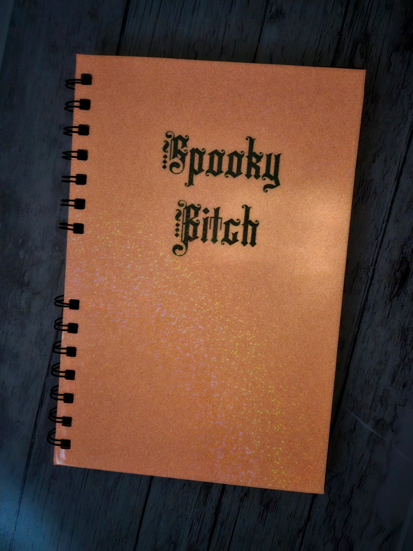 Glow in the dark Spooky Bitch black page notebook