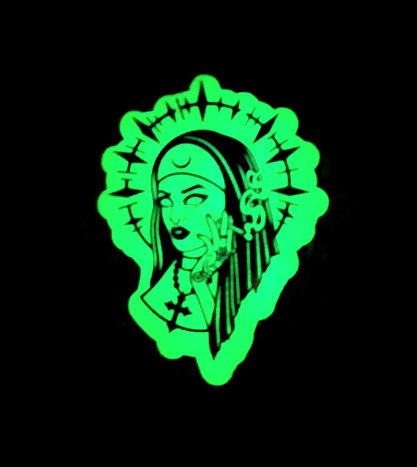 Glow in the dark smoking nun