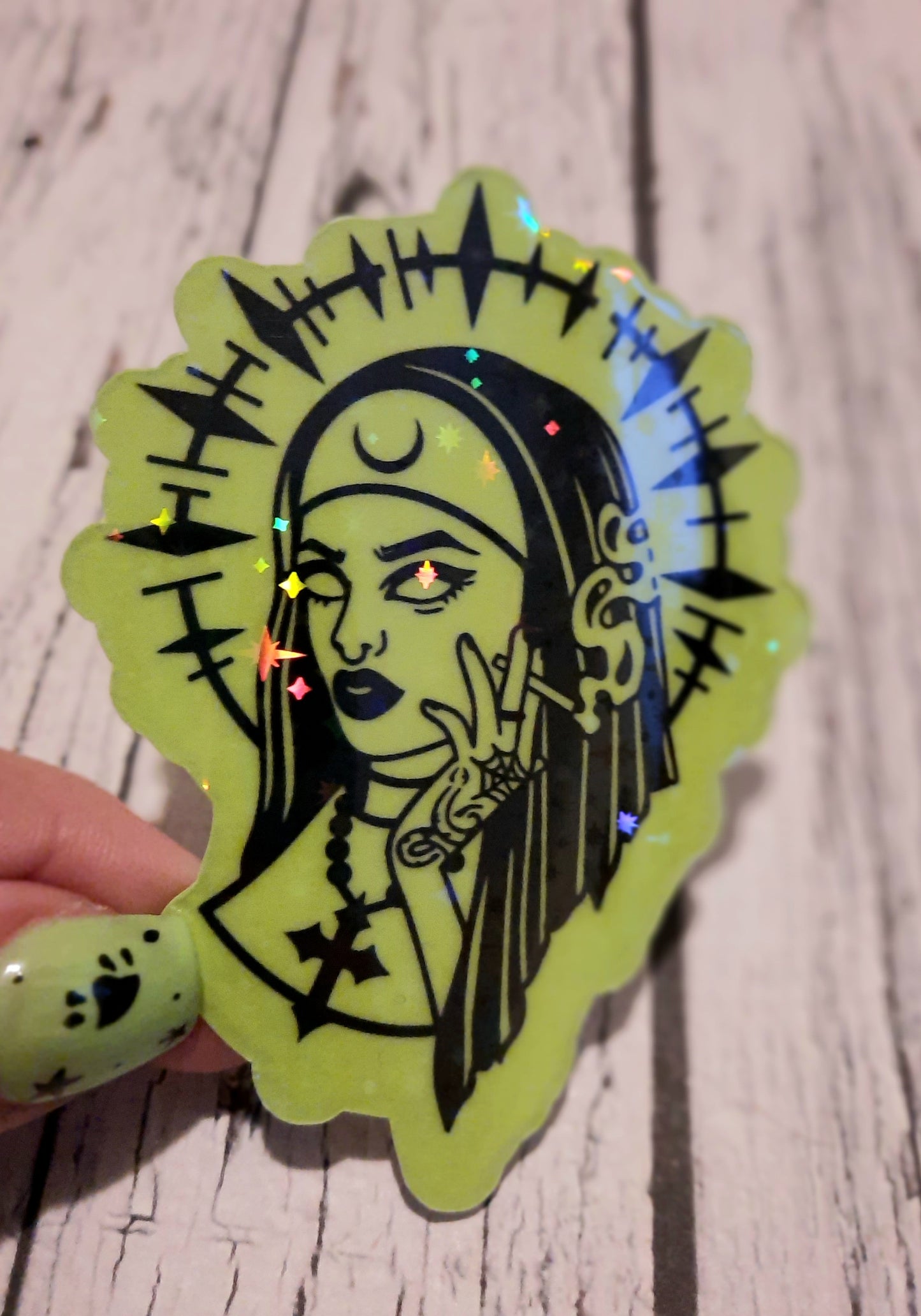 Glow in the dark smoking nun