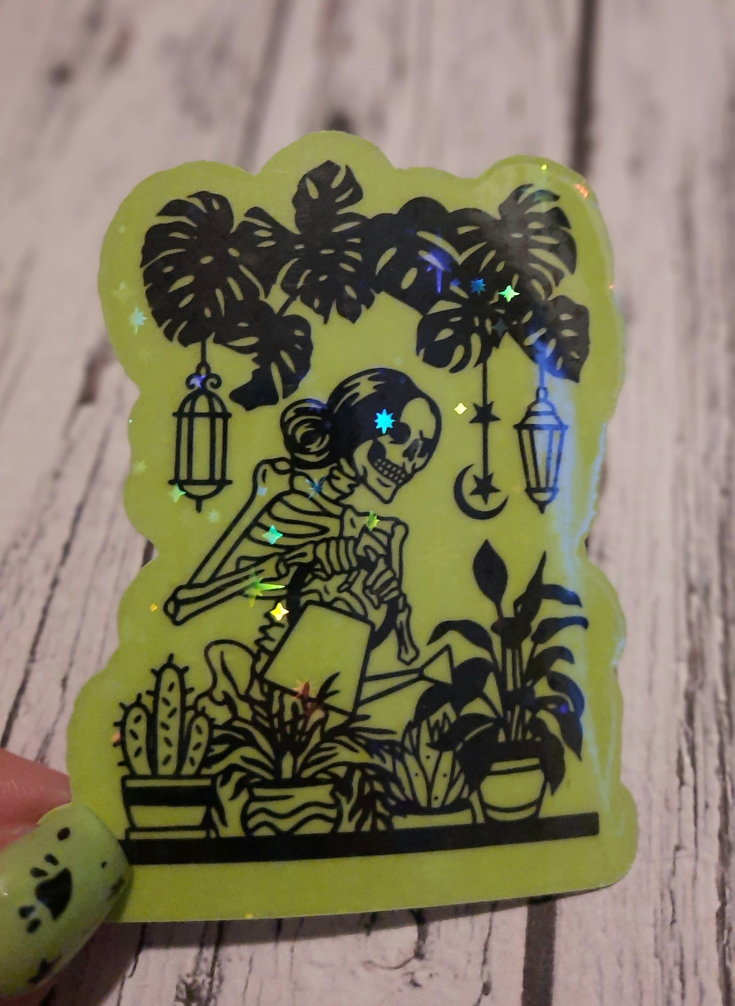 Plant mom glow in the dark sticker