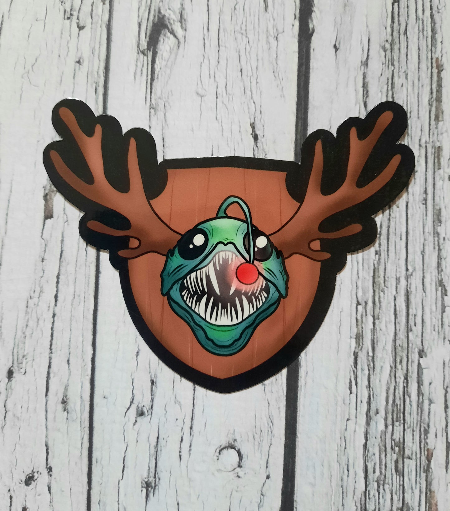 Angler fish holiday sticker