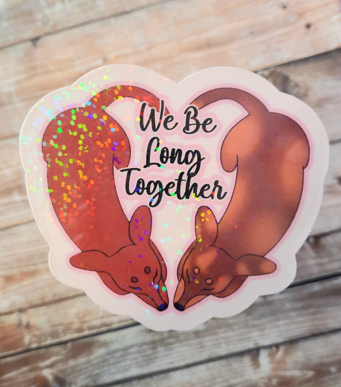 Red brown and dapple brown dachsund sticker for Valentines Day