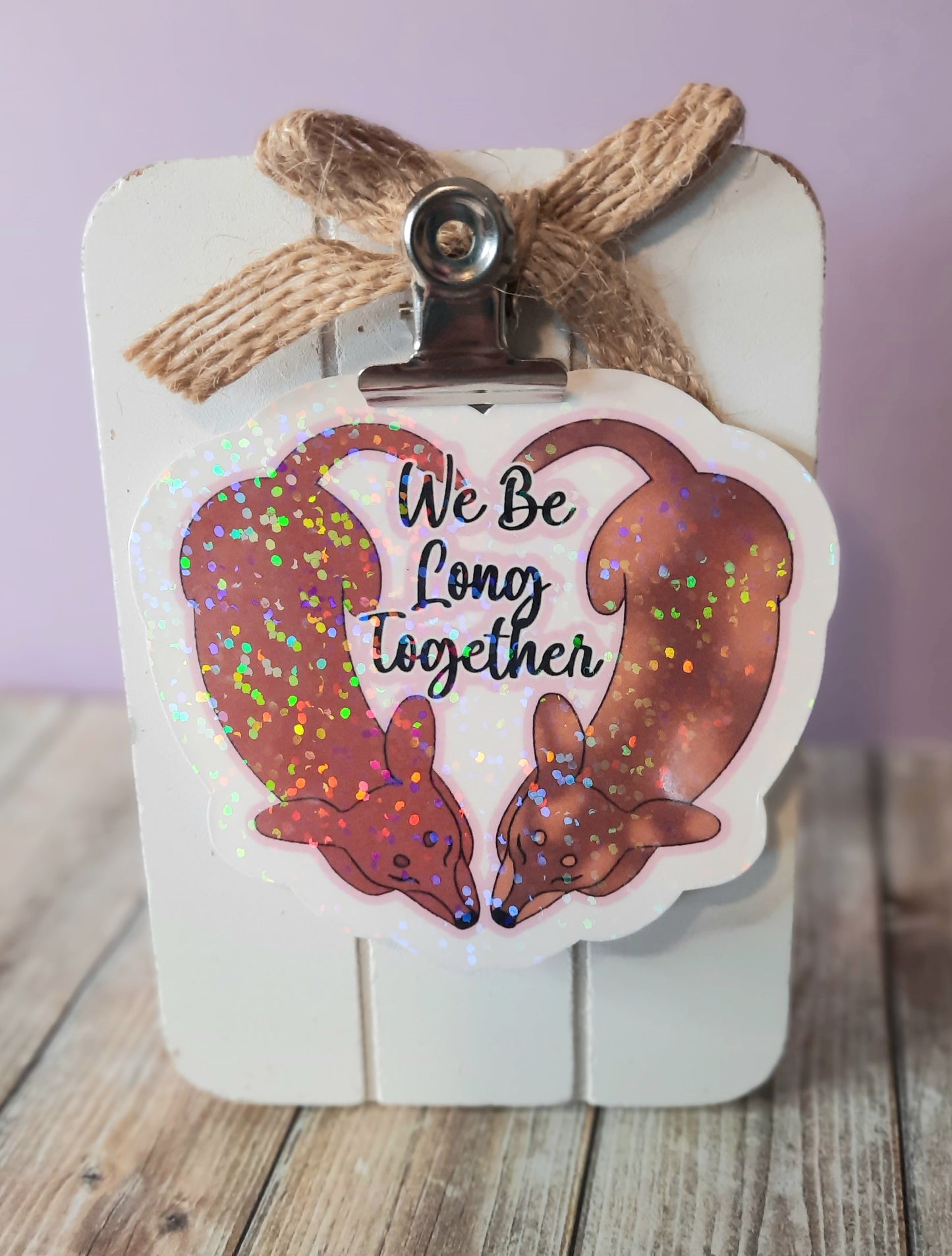 Red brown and dapple brown dachsund sticker for Valentines Day