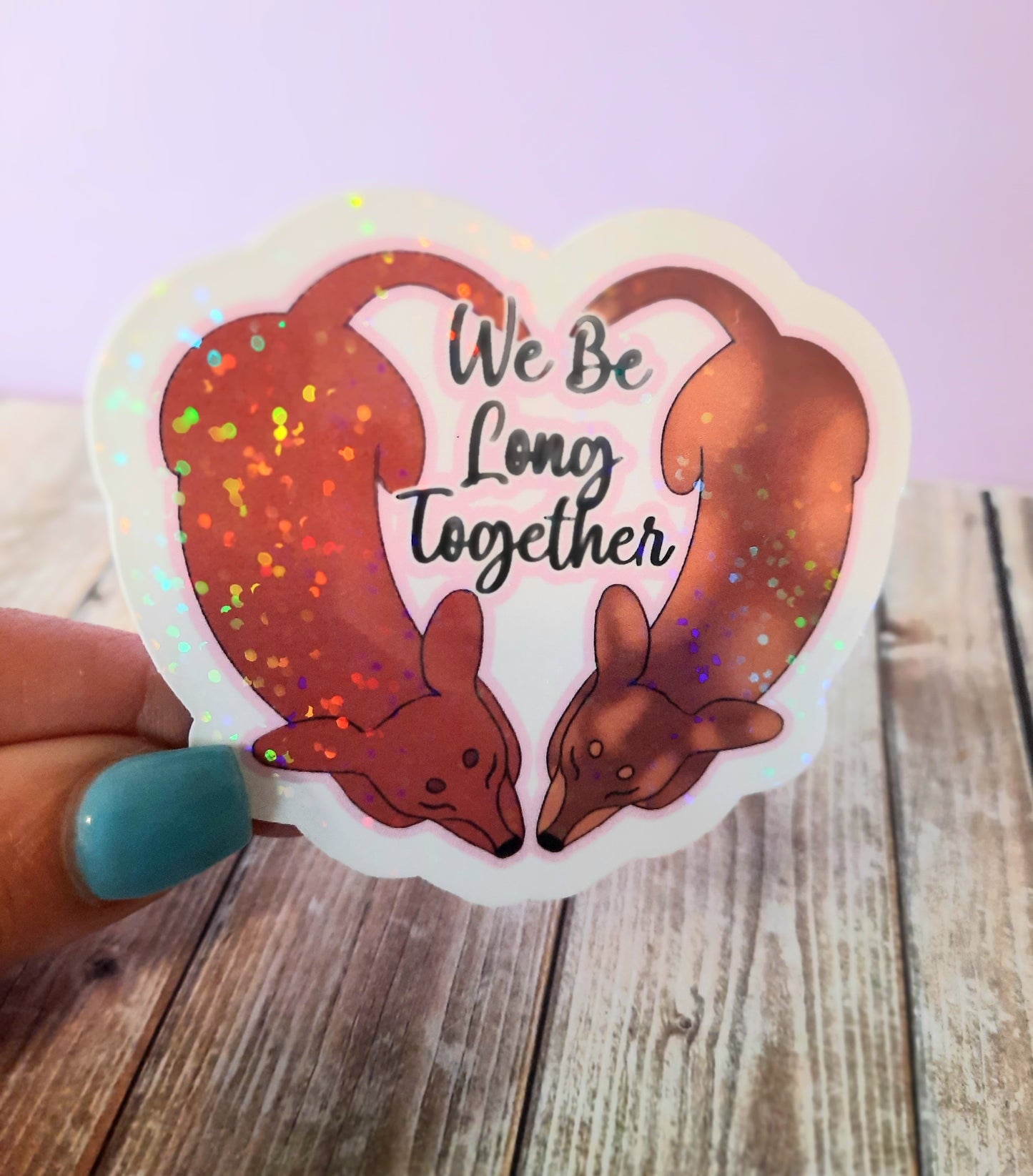 Red brown and dapple brown dachsund sticker for Valentines Day