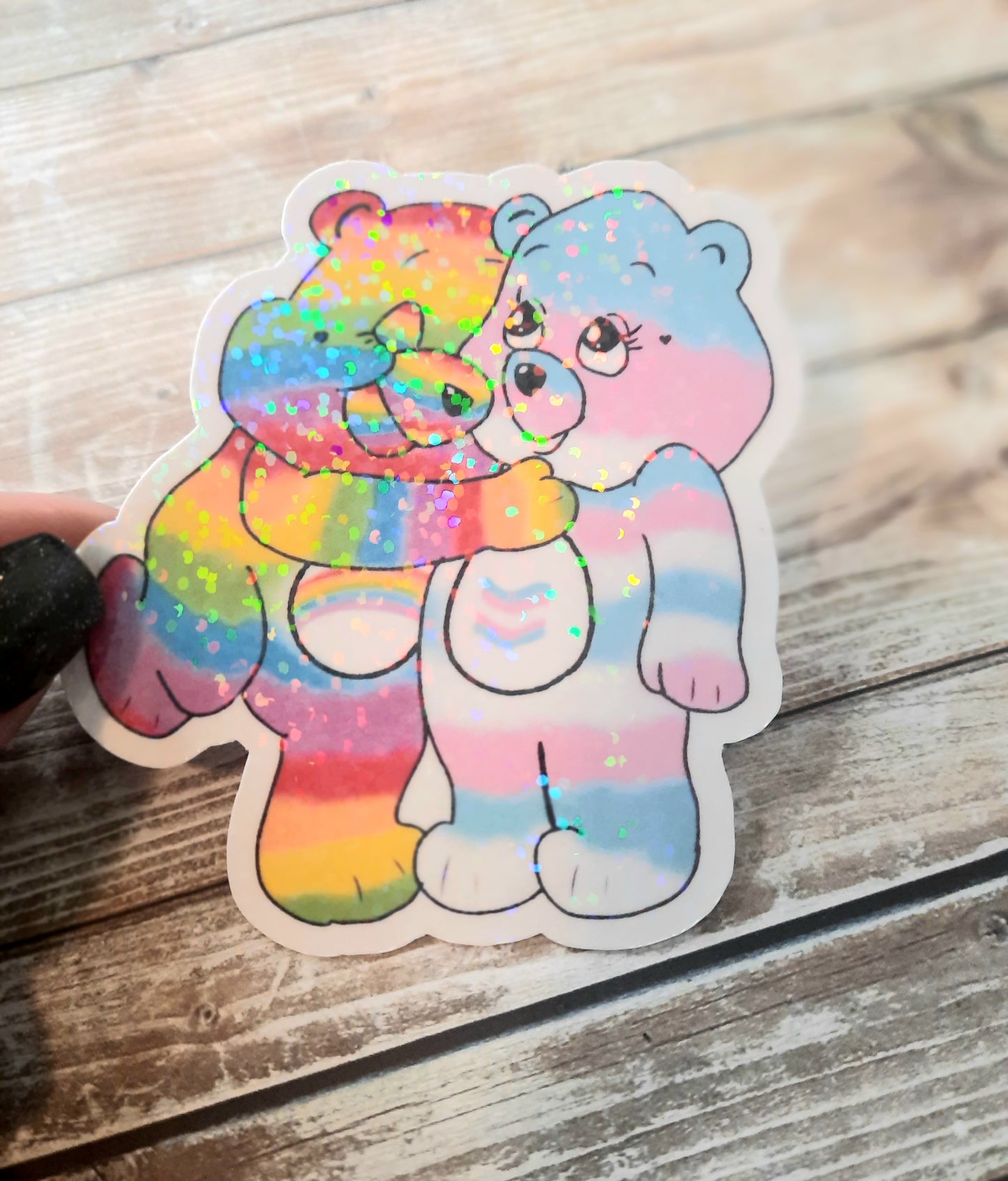 Gay and Trans pride hugging bears