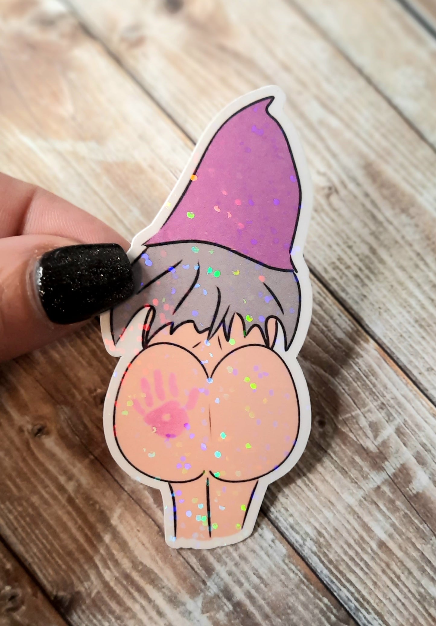 Naughty gnome butt sticker