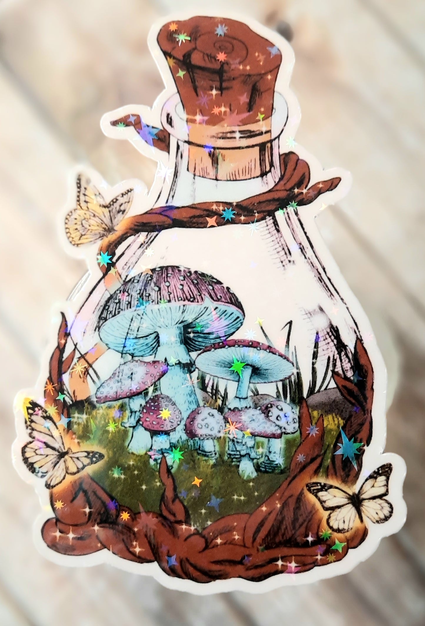 Mushrooms in a jar sticker