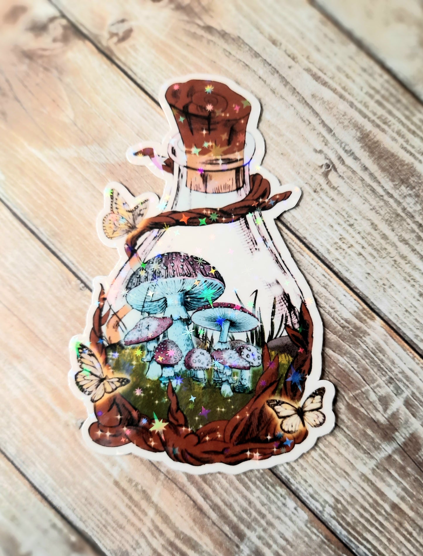 Mushrooms in a jar sticker
