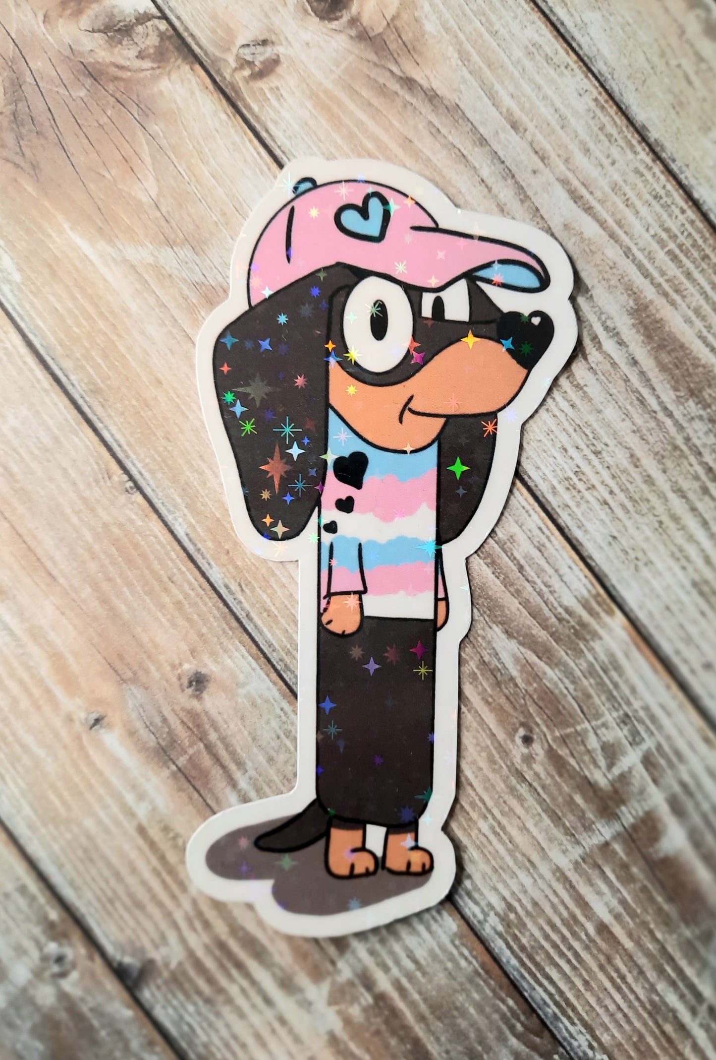 Trans Pride dachshund sticker