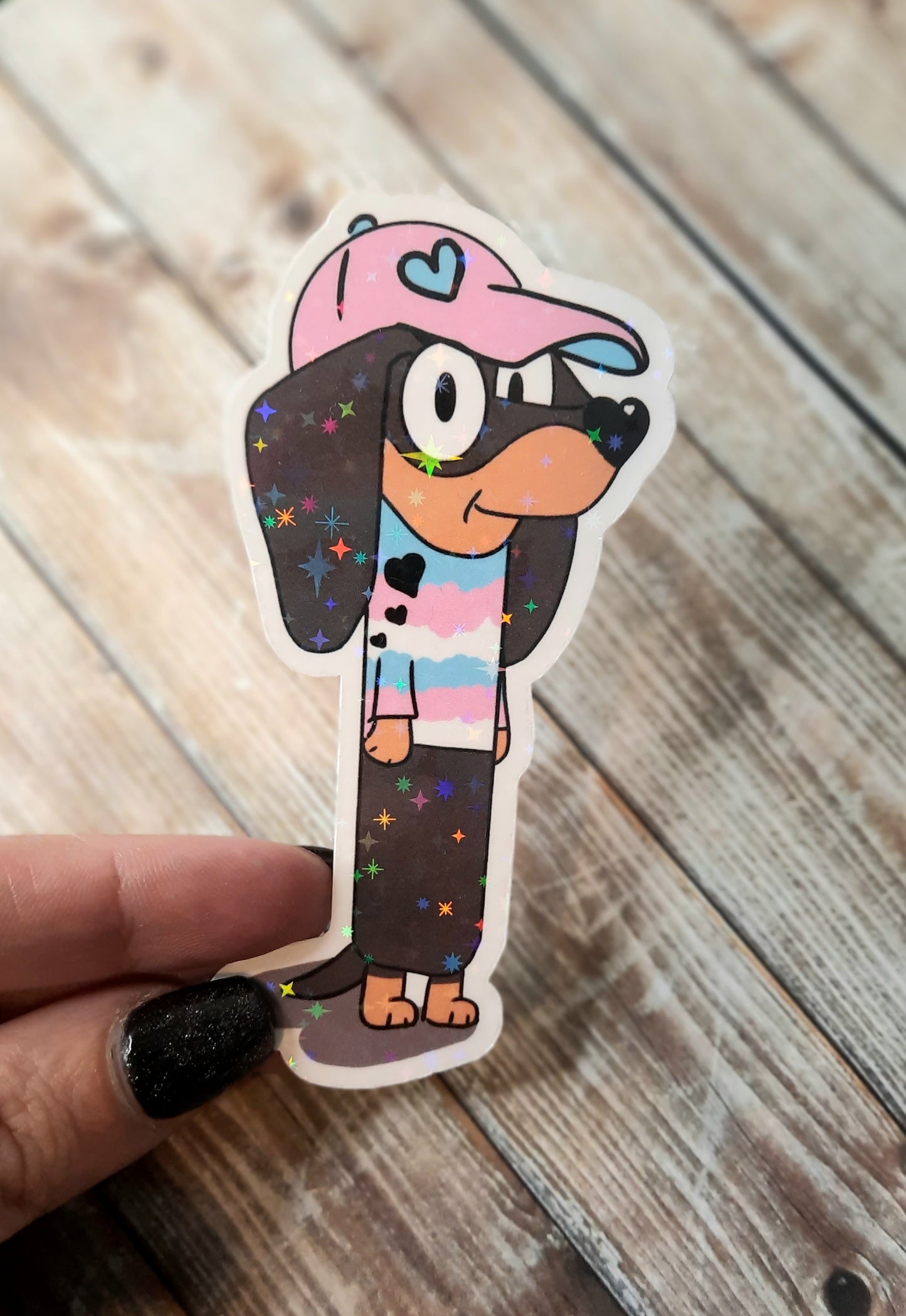 Trans Pride dachshund sticker