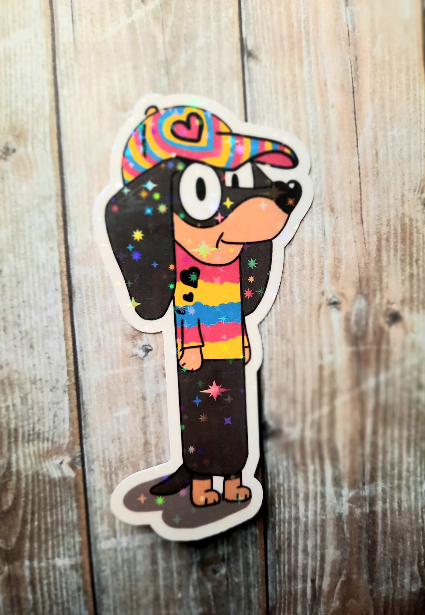 Dachsund sticker pansexual pride colors