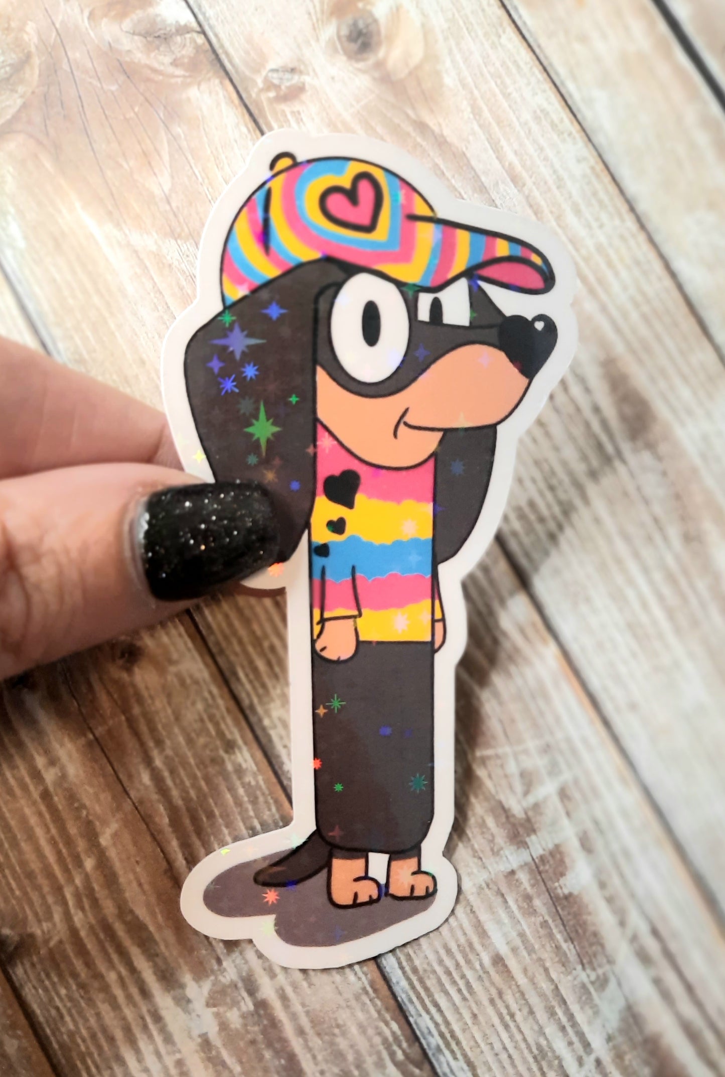 Dachsund sticker pansexual pride colors