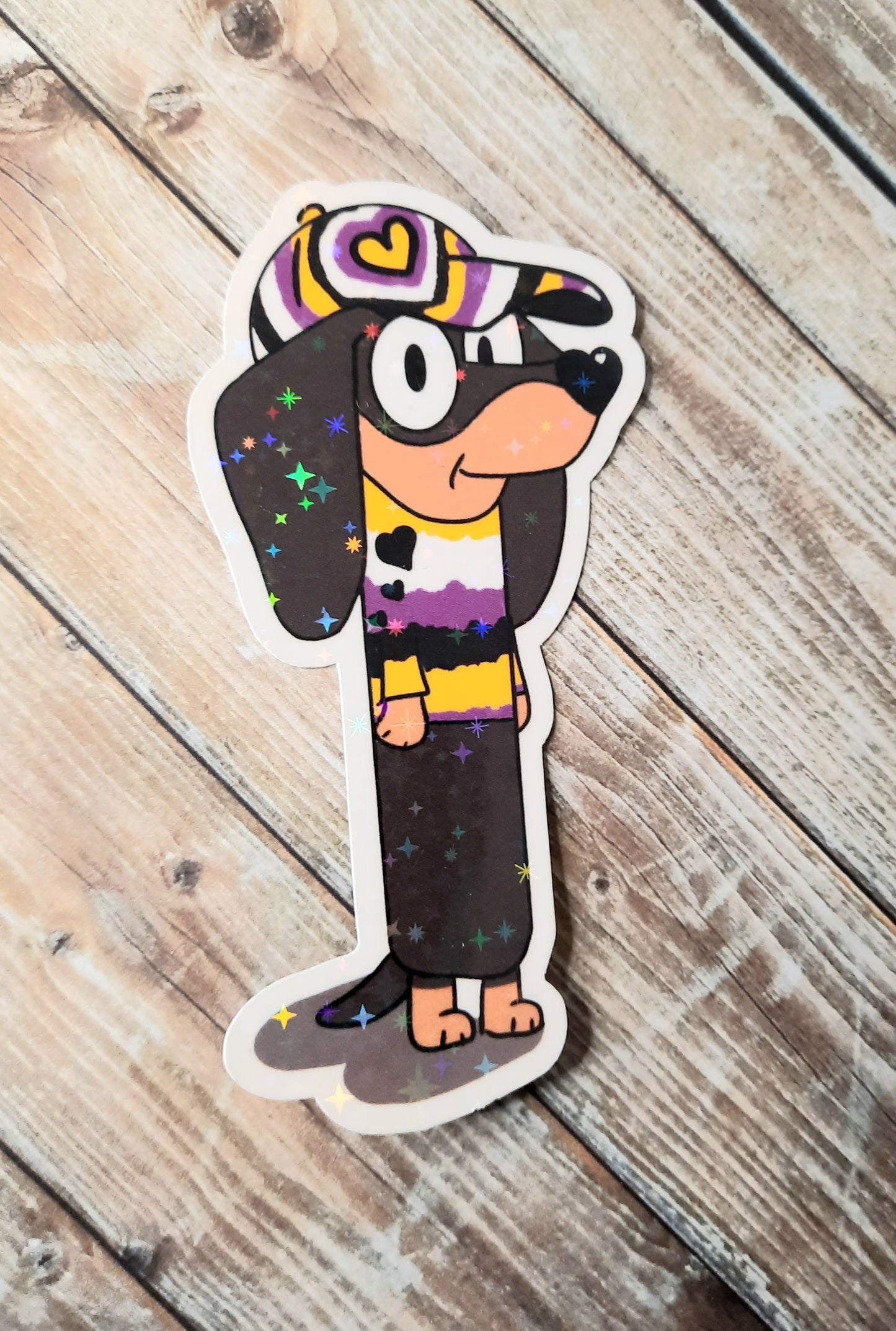 Nonbinary colors weenie dog sticker