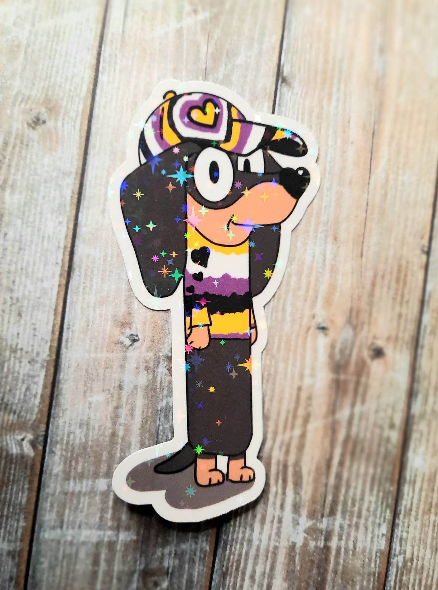 Nonbinary colors weenie dog sticker