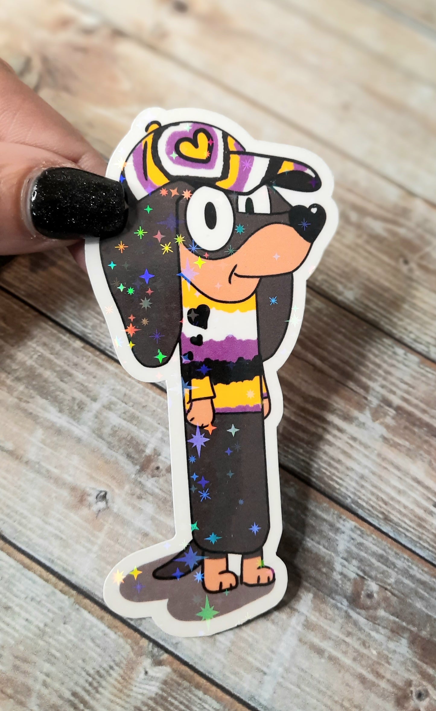Nonbinary colors weenie dog sticker
