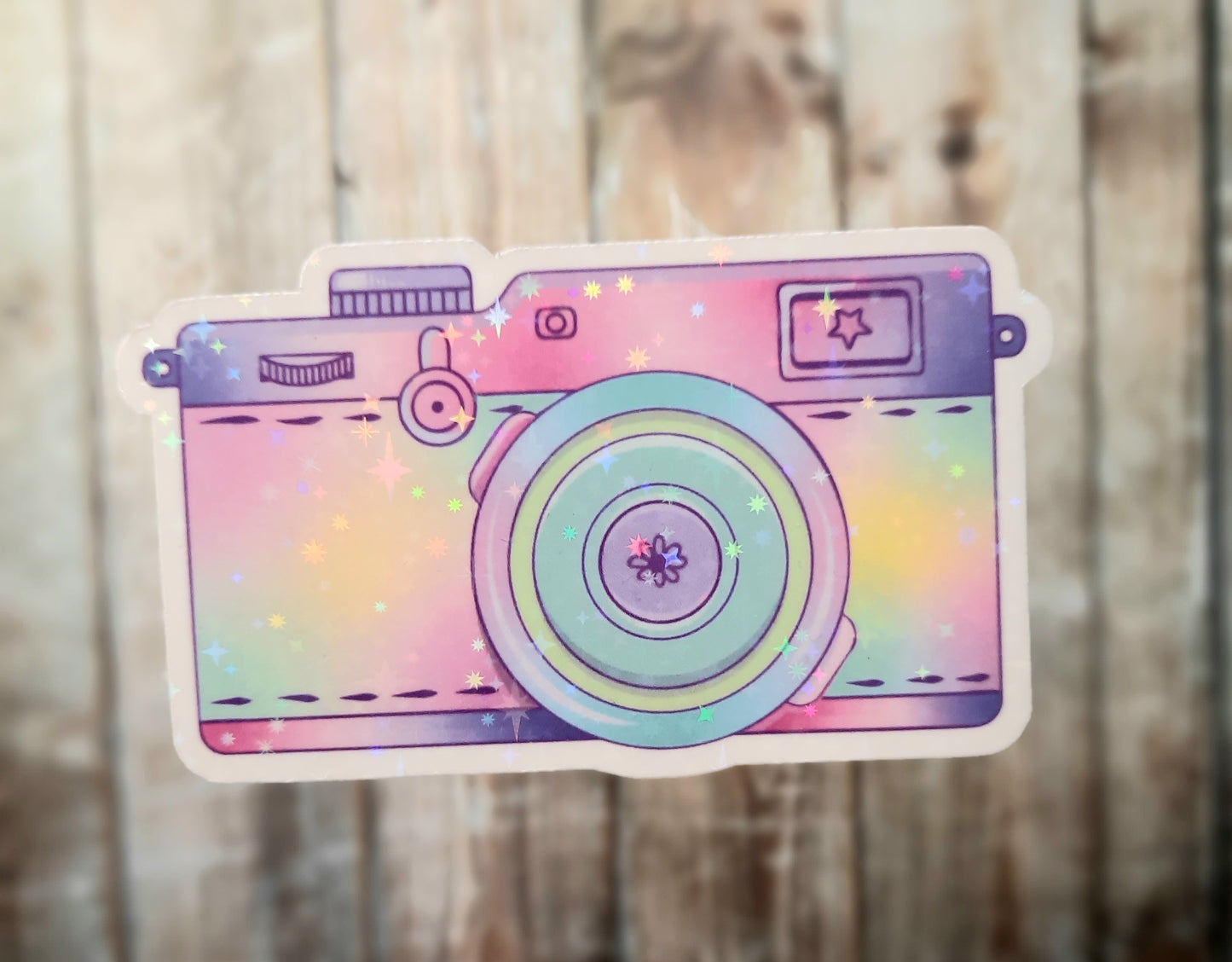 Sparkly pastel camera sticker