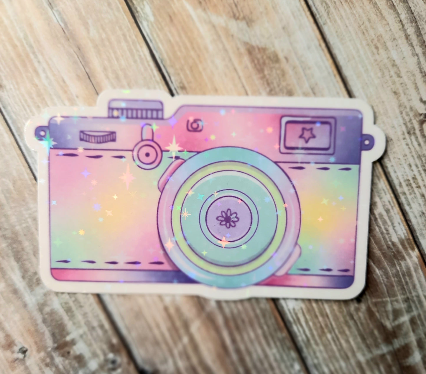 Sparkly pastel camera sticker