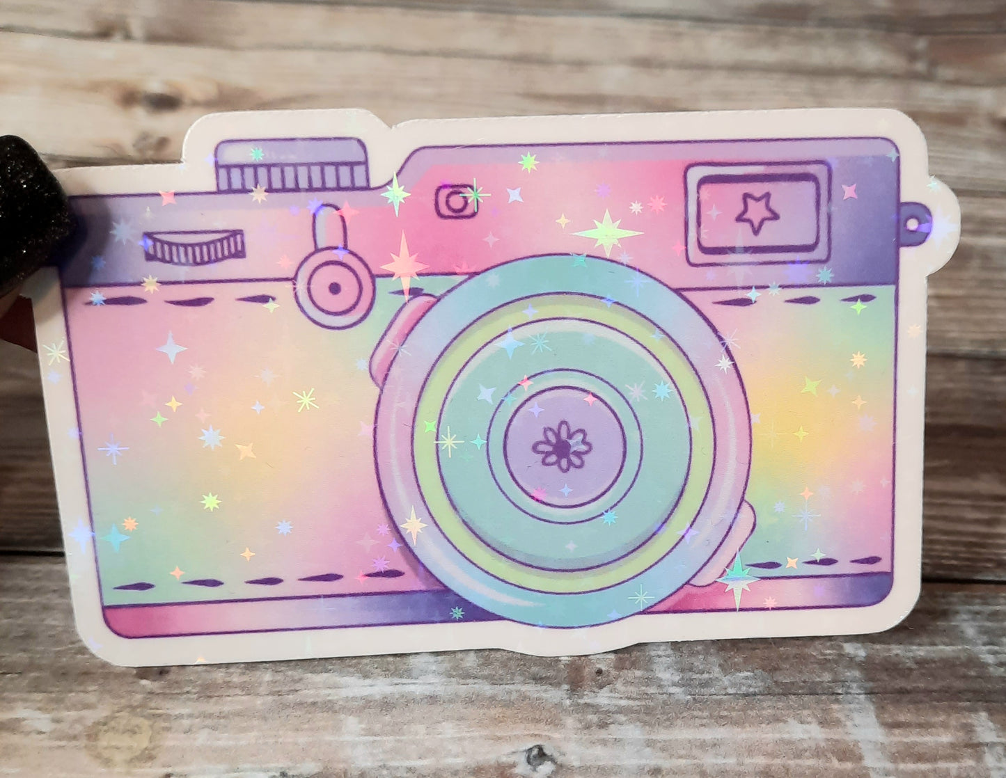 Sparkly pastel camera sticker