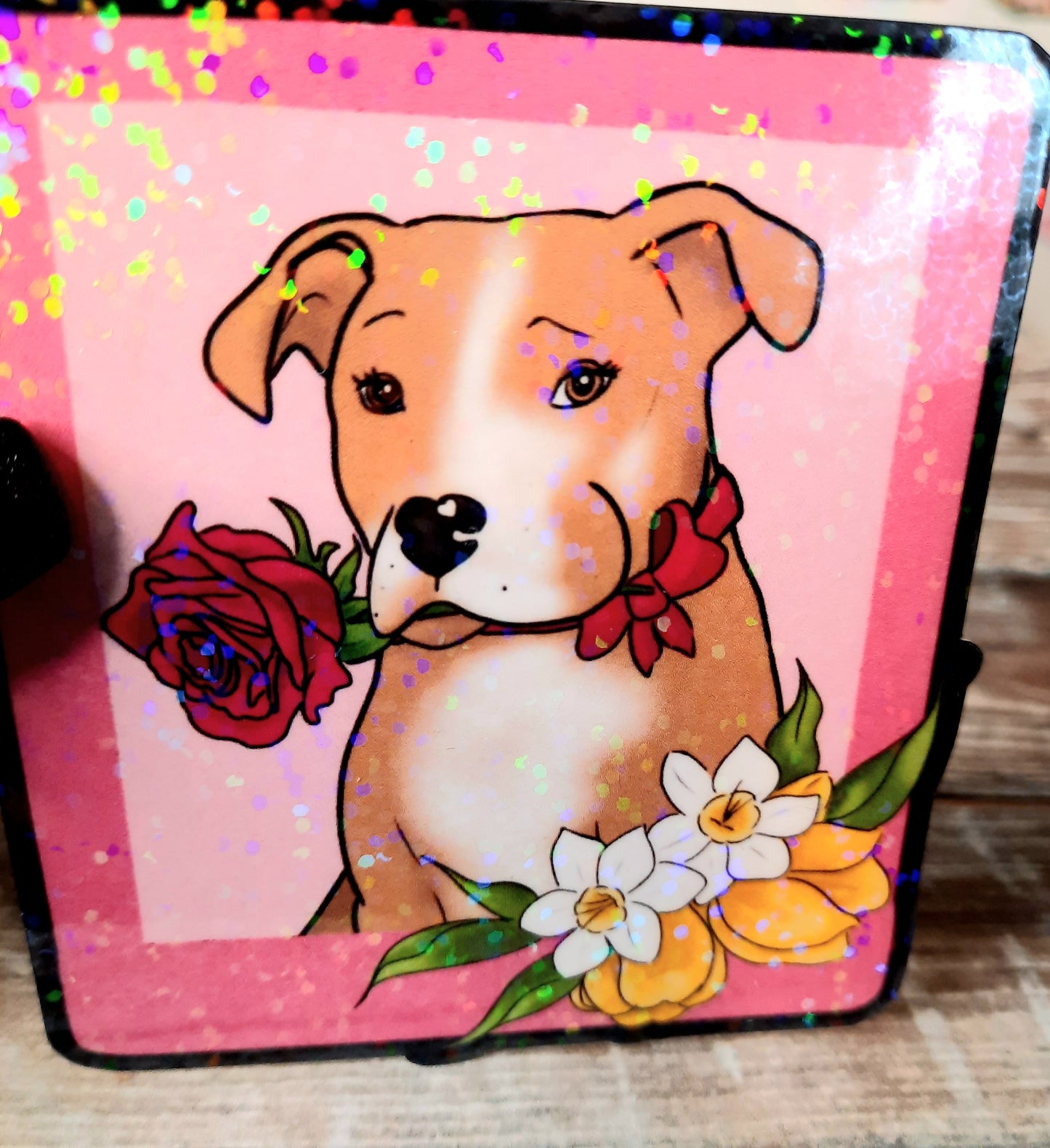 Tan and white pitbull sticker