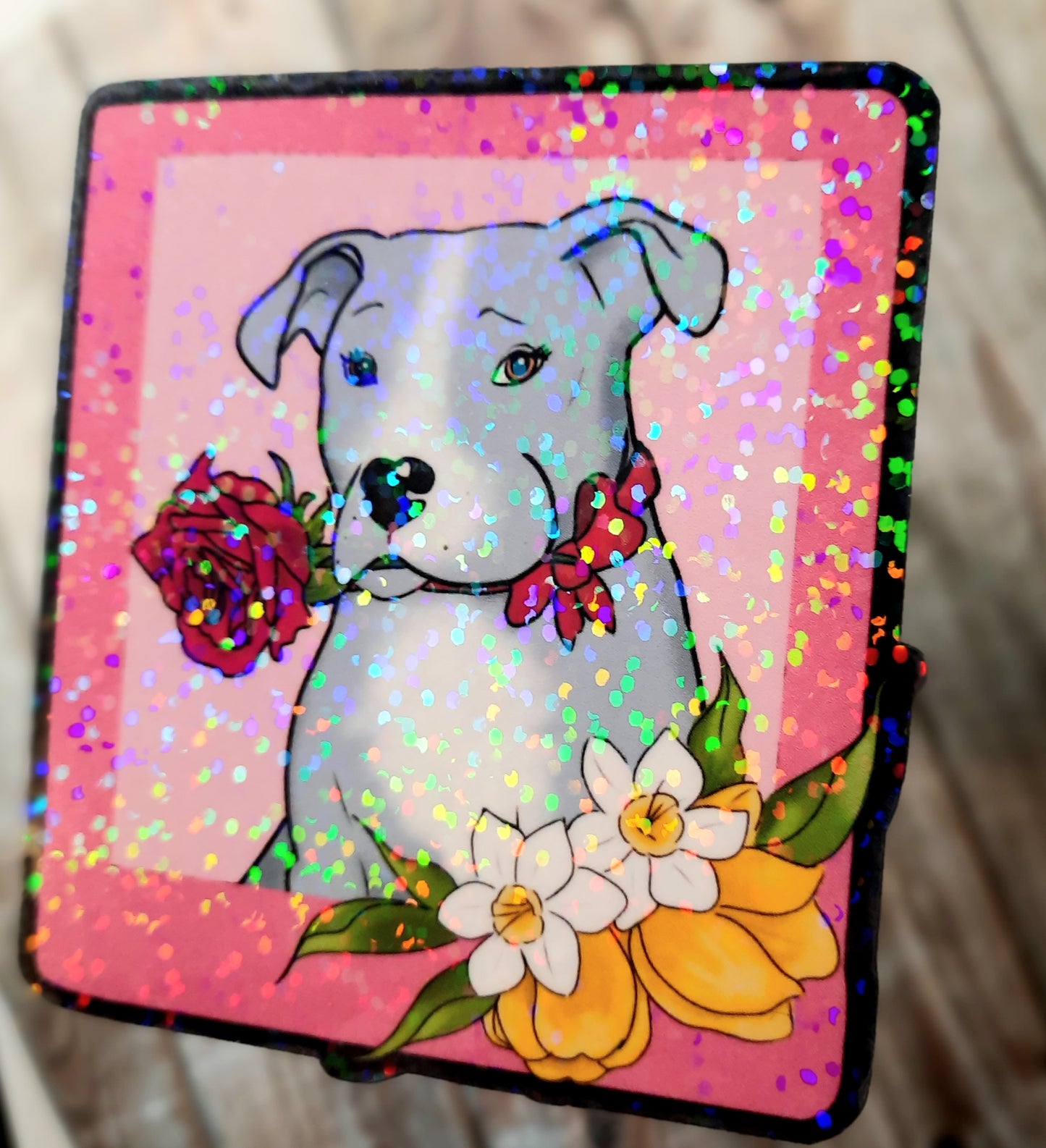 Blue and white pitbull sticker