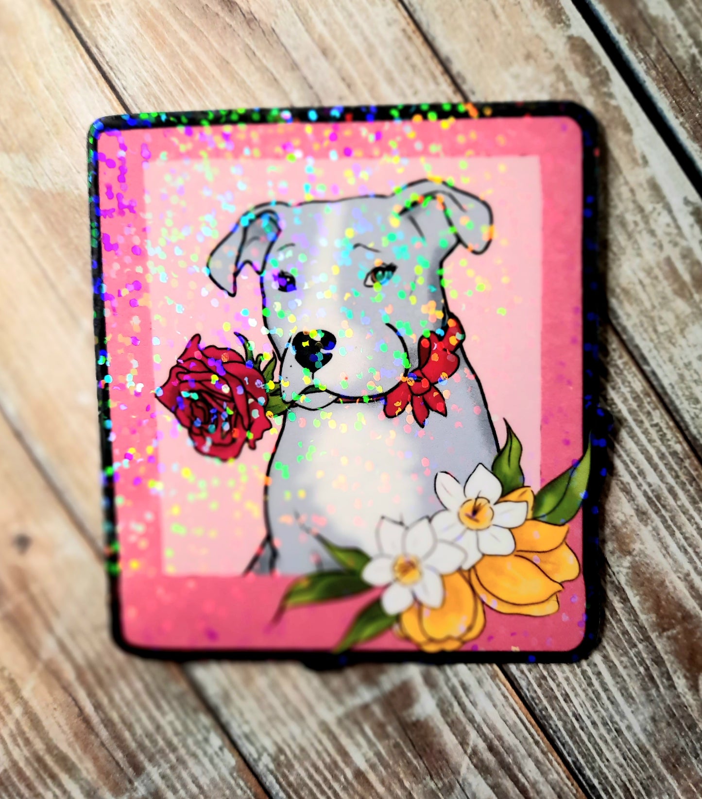 Blue and white pitbull sticker
