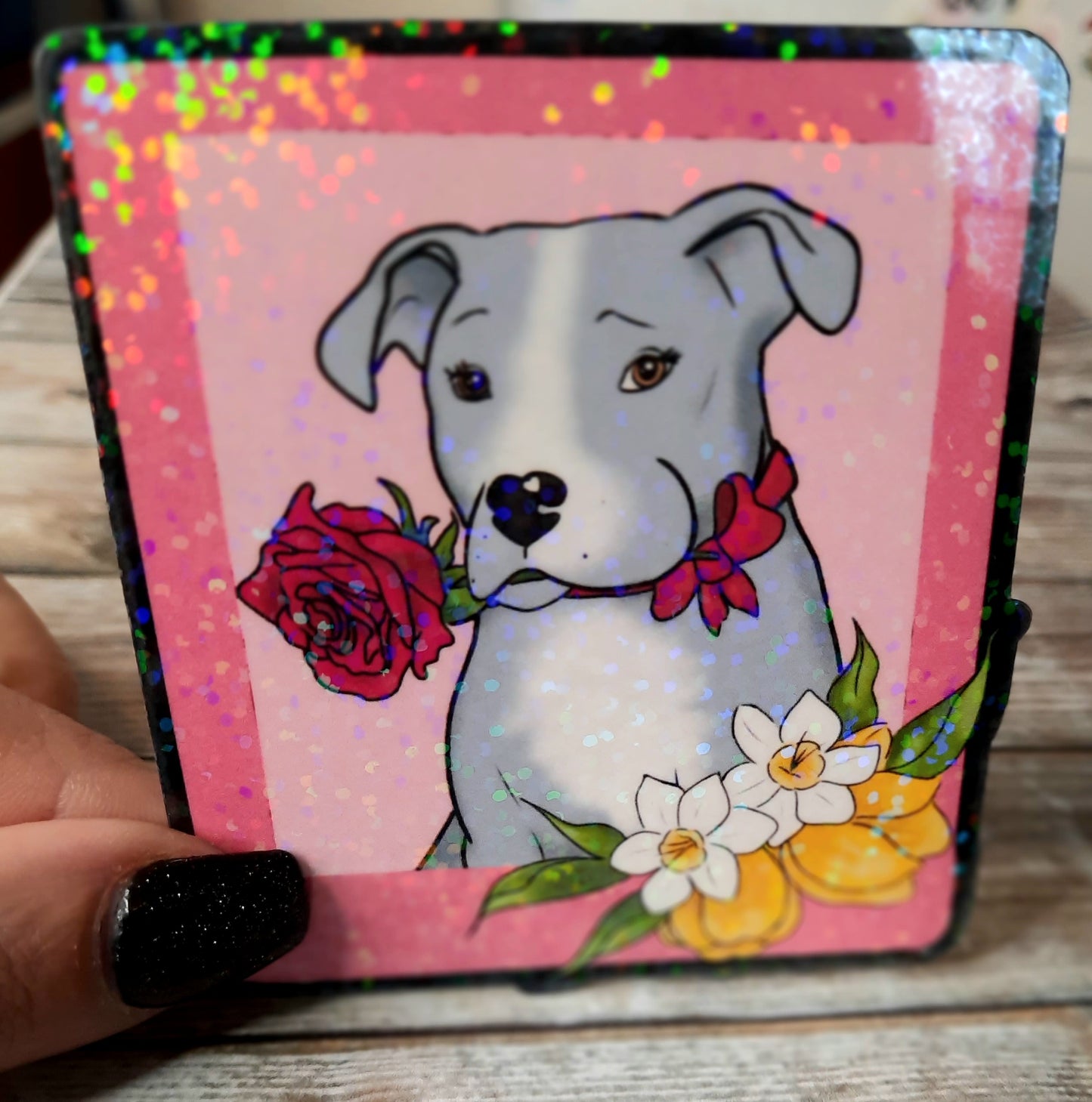 Blue and white pitbull sticker