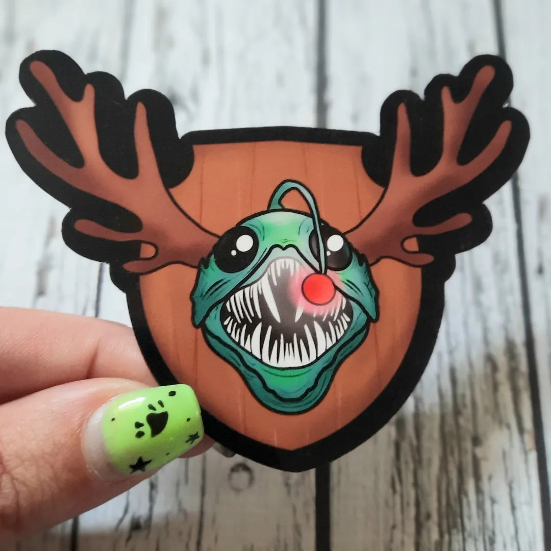 Angler fish holiday sticker