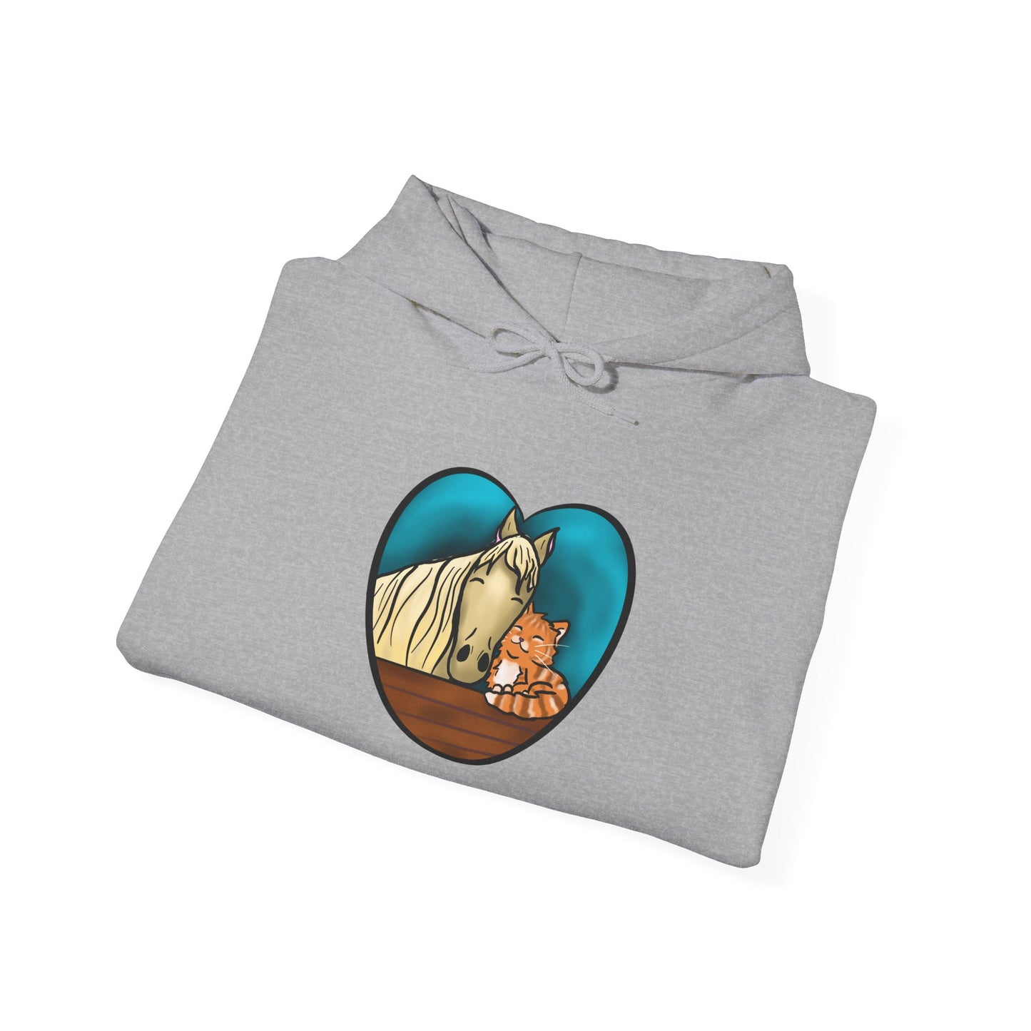 Horse & Kitten Heart Hoodie – Cute Animal Lover Sweatshirt