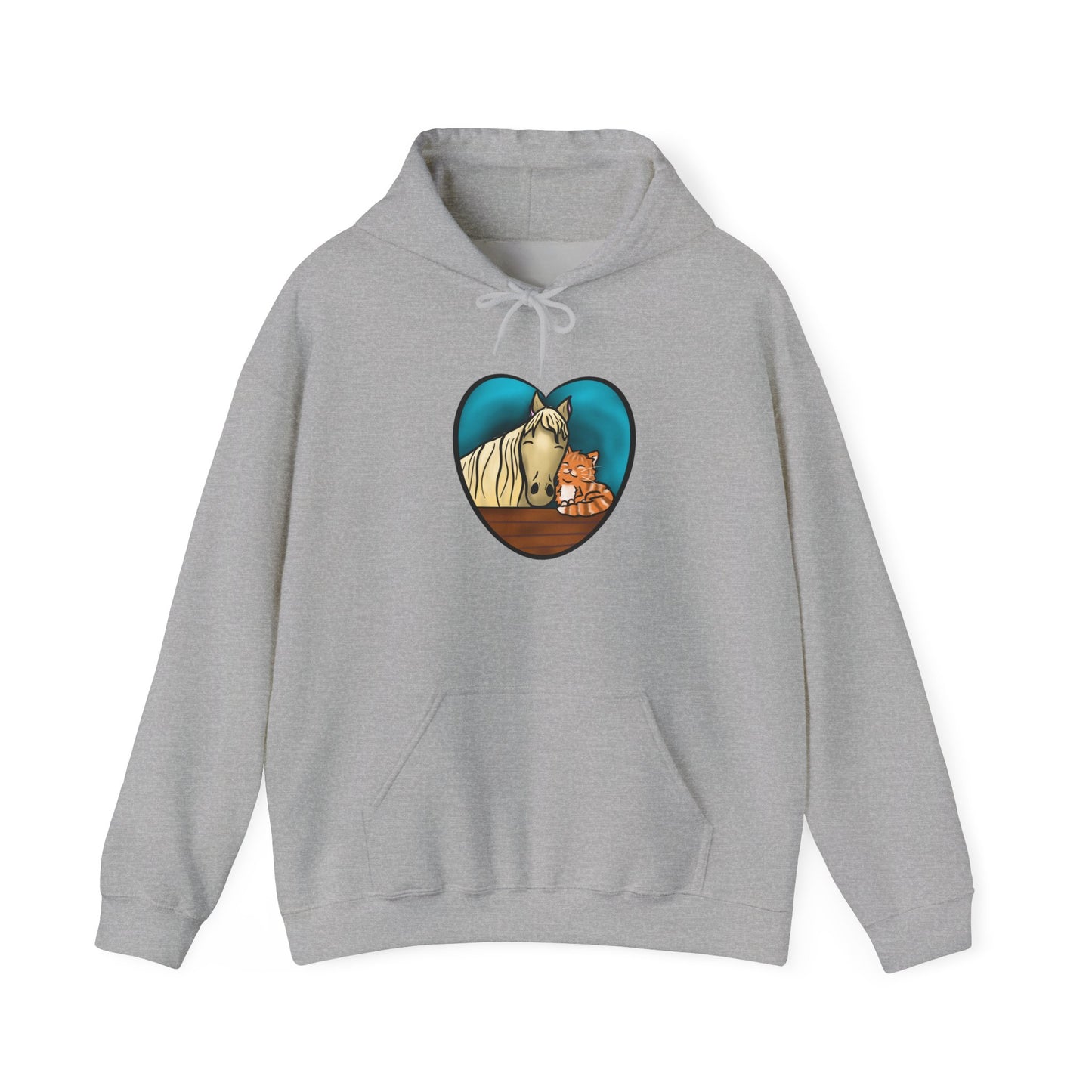 Horse & Kitten Heart Hoodie – Cute Animal Lover Sweatshirt